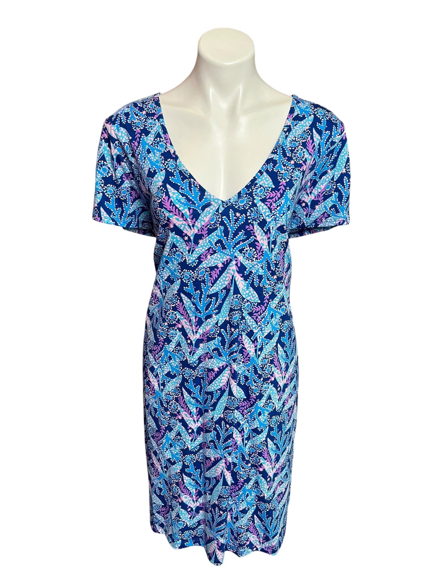 Lilly Pulitzer Etta V-Neck T-Shirt Dress Multi Raise The Bar - Size XXL