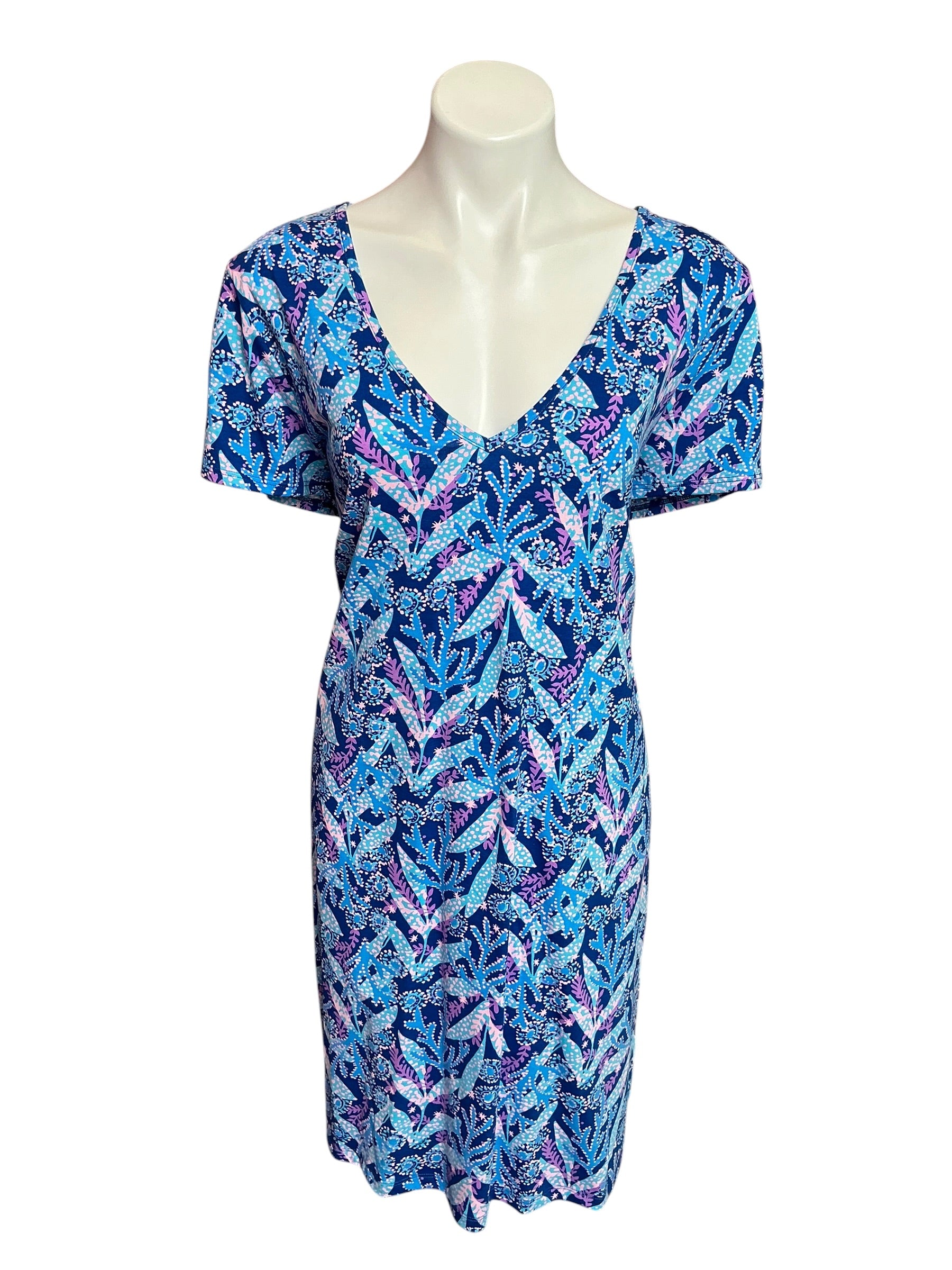 Lilly Pulitzer Etta V-Neck T-Shirt Dress Multi Raise The Bar - Size XXL