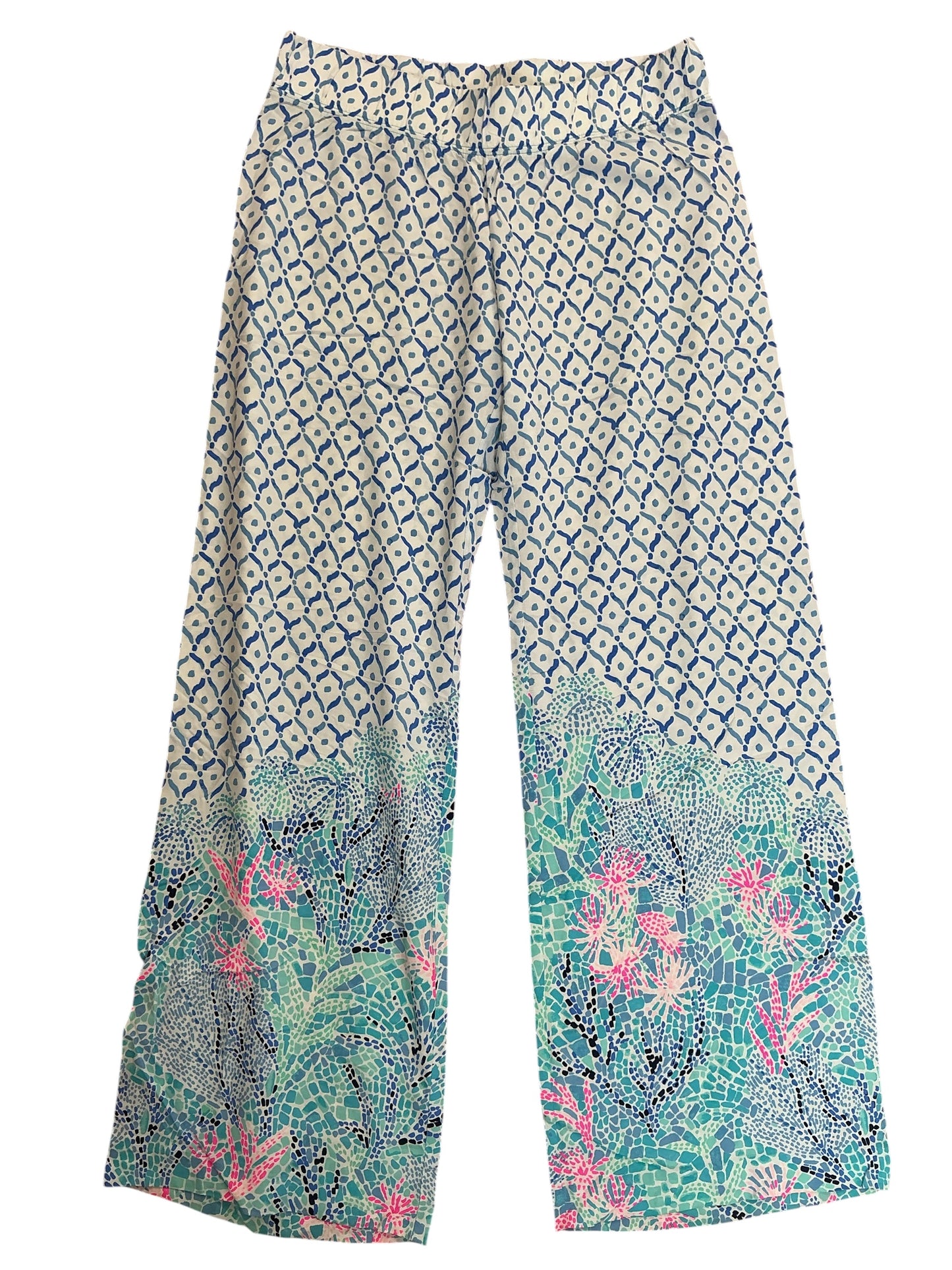 Lilly Pulitzer Bal Harbour Palazzo Pants Multi Sea La Vie Engineered Pants - Size M