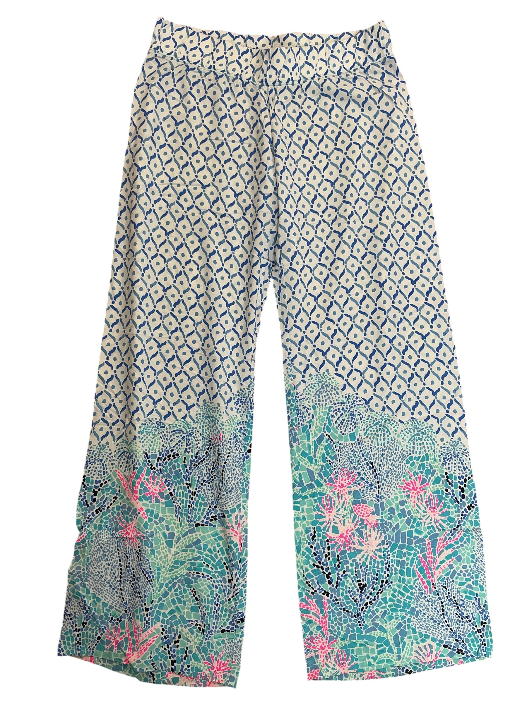 Lilly Pulitzer Bal Harbour Palazzo Pants Multi Sea La Vie Engineered Pants - Size M
