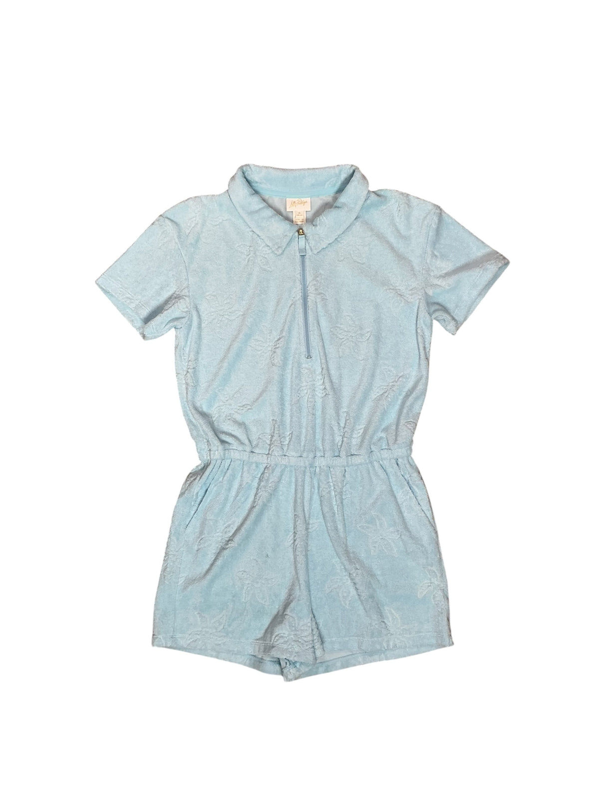 Lilly Pulitzer NWT Kids Mini Katerini Romper Hydra Blue Seaing Stars Jacquard Terry - Size XL (12-14)