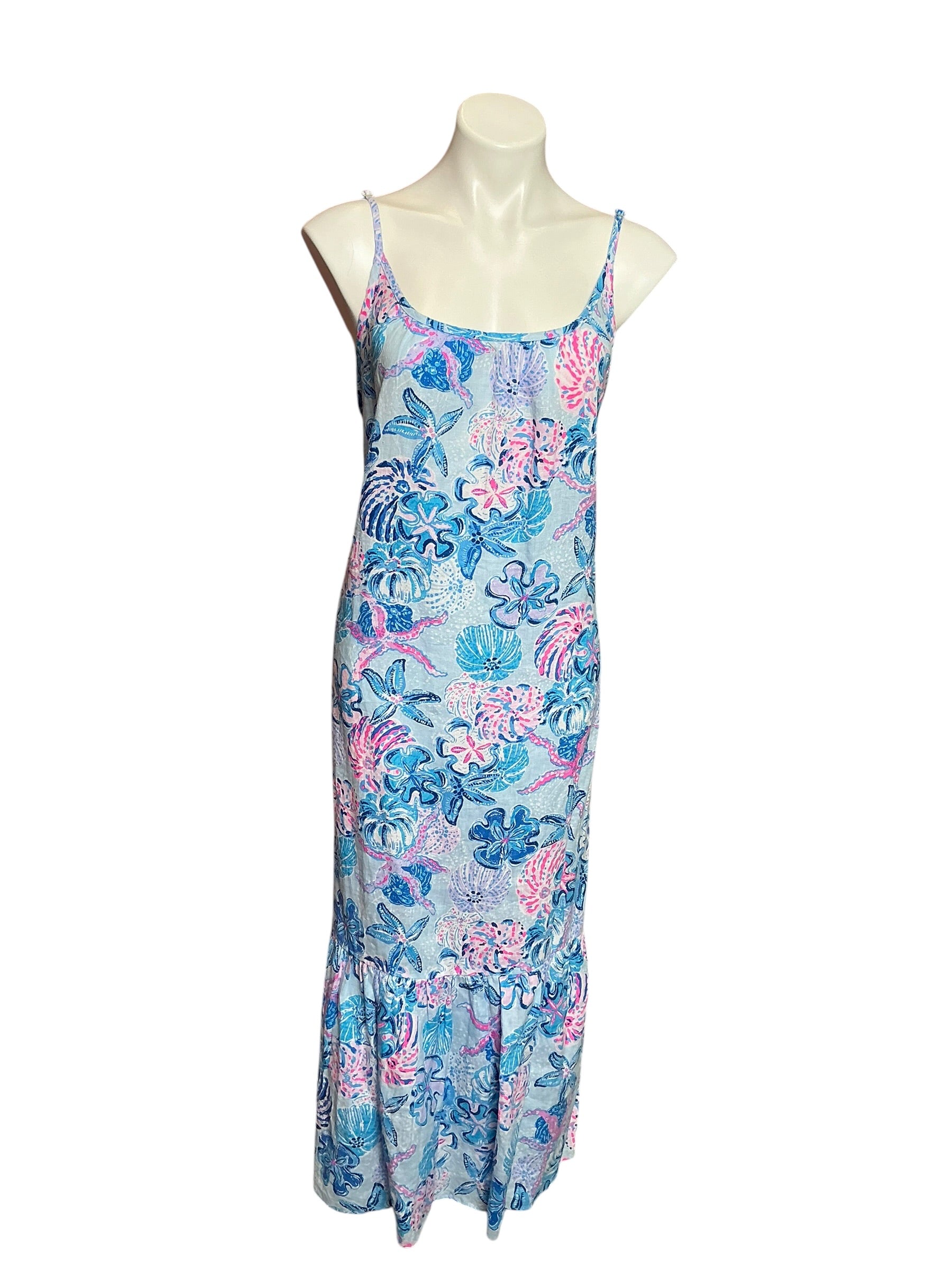 Lilly Pulitzer NWT Amelie Linen Midi Dress Multi Bahamas Beachcomber - Size XL
