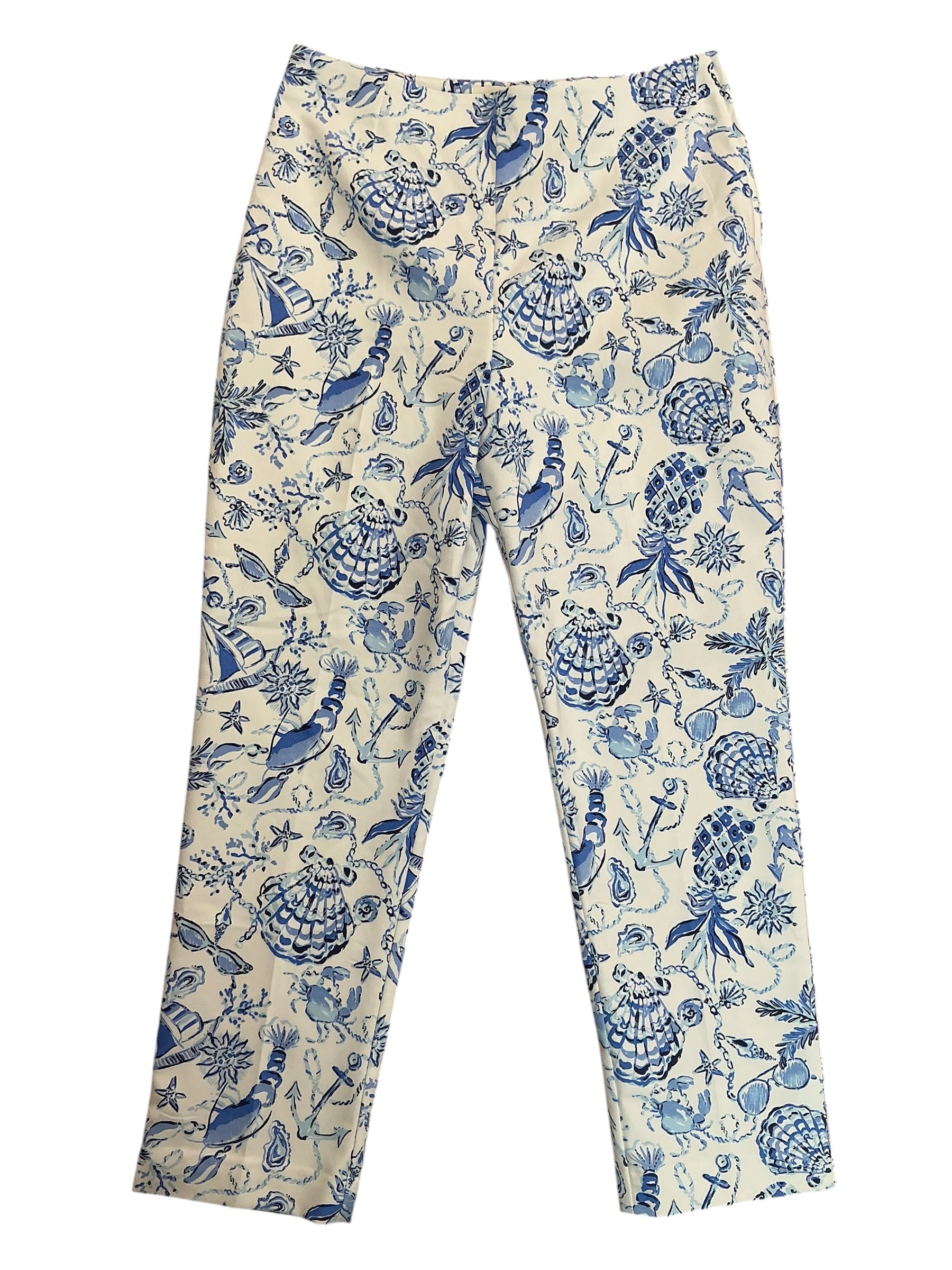 Lilly Pulitzer NWT Nancee Crop Pants Resort White Barefoot Beachcombers - Size 8