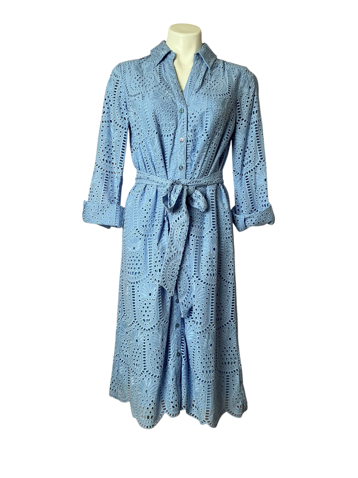 Lilly Pulitzer NWT Eire Midi Shirtdress Jacaranda Blue Pineapple Title Eyelet - Size 2