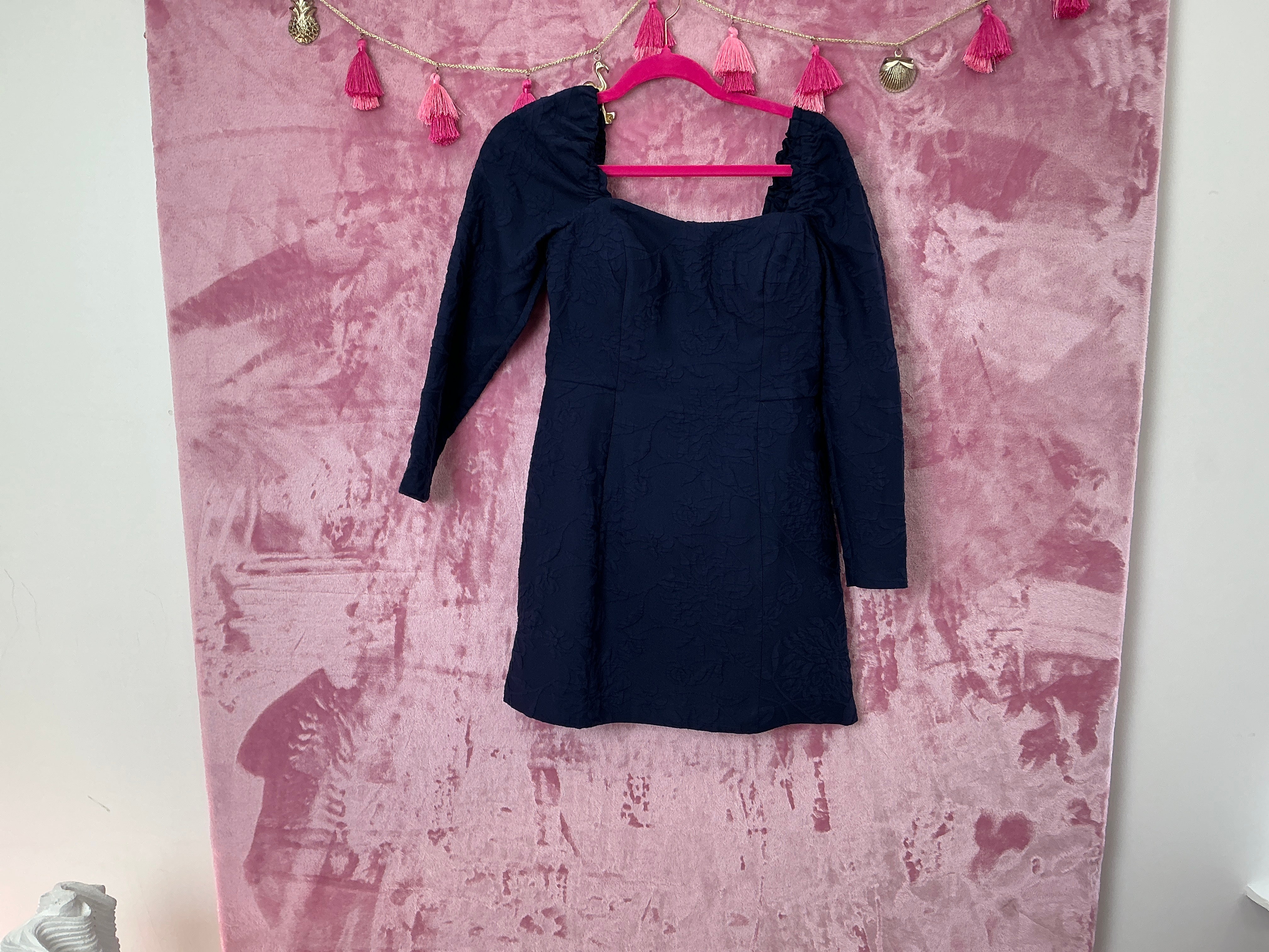 Lilly Pulitzer Romper NWT - Ivanna Long-Sleeve Romper - True Navy - Caliente Pucker Jacquard - Size 2