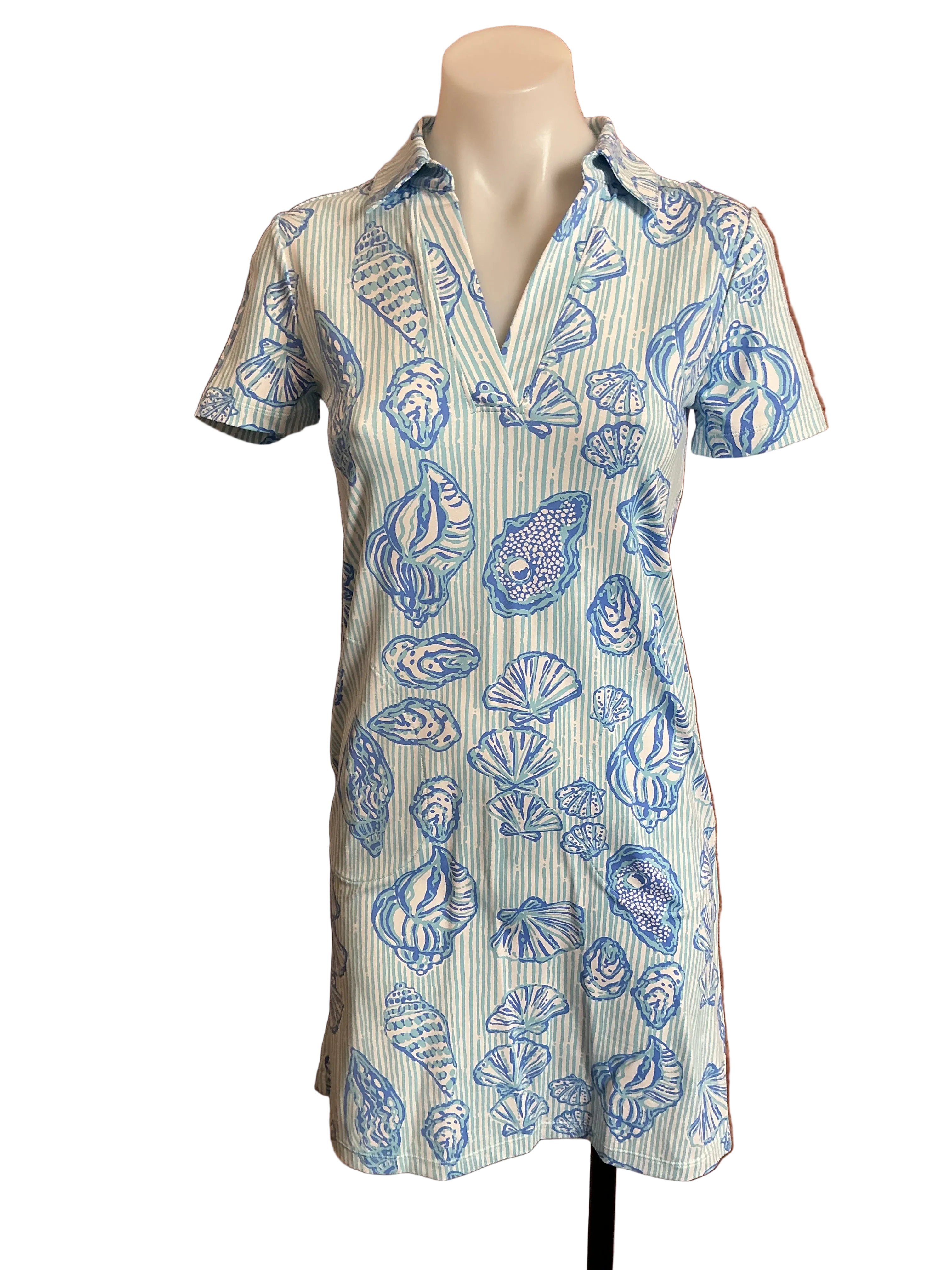 Lilly Pulitzer NWT Mandi UPF 50+ Dress Fresh Water Blue Cool As Shell - Size XXS