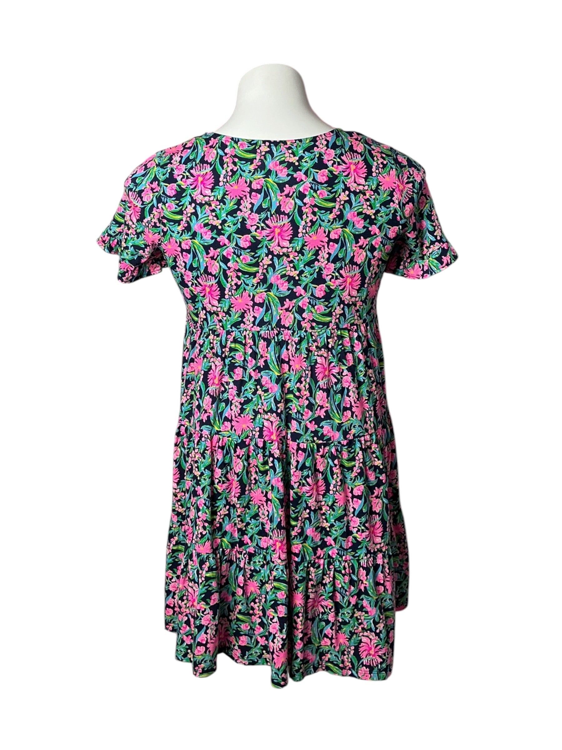 Lilly Pulitzer Kids Mini Jodee Dress Low Tide Navy Garden Variety - Size XL 12-14