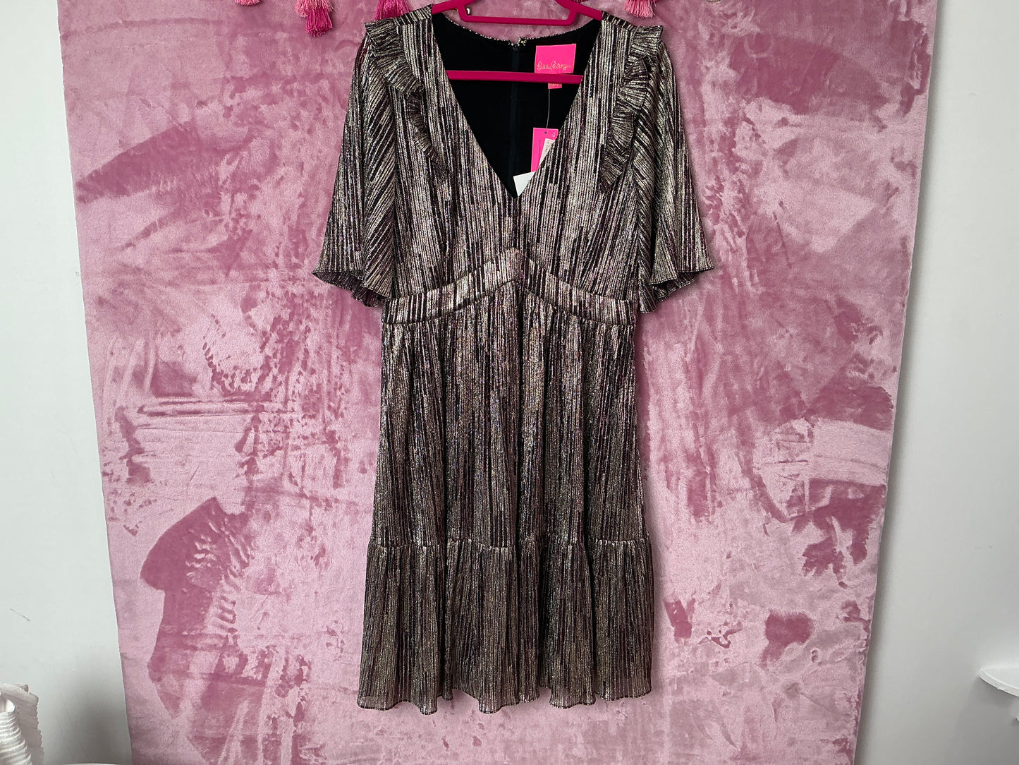 Lilly Pulitzer Dress NWT - Racheli Dress - Gold Metallic - Gold Metallic Rope - Size 12