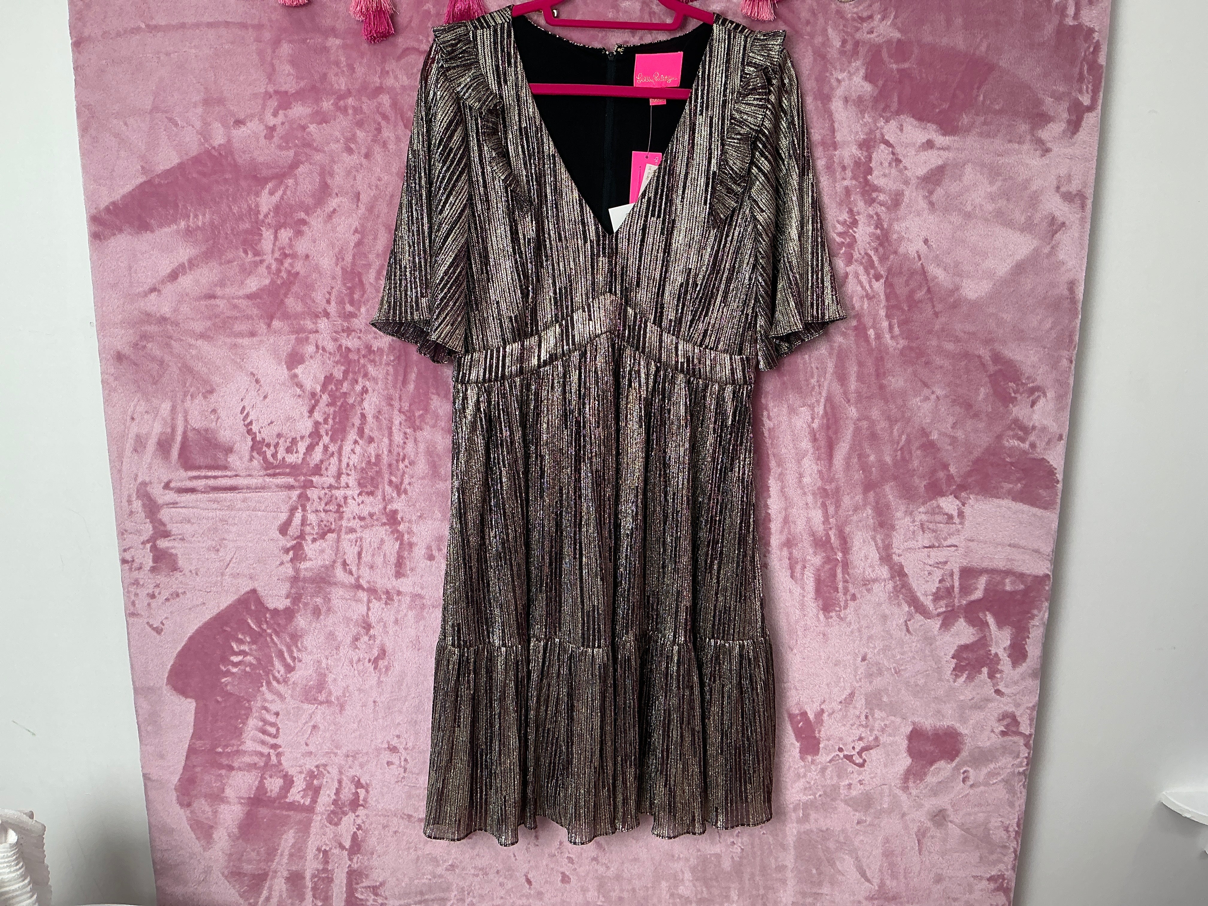 Lilly Pulitzer Dress NWT - Racheli Dress - Gold Metallic - Gold Metallic Rope - Size 12