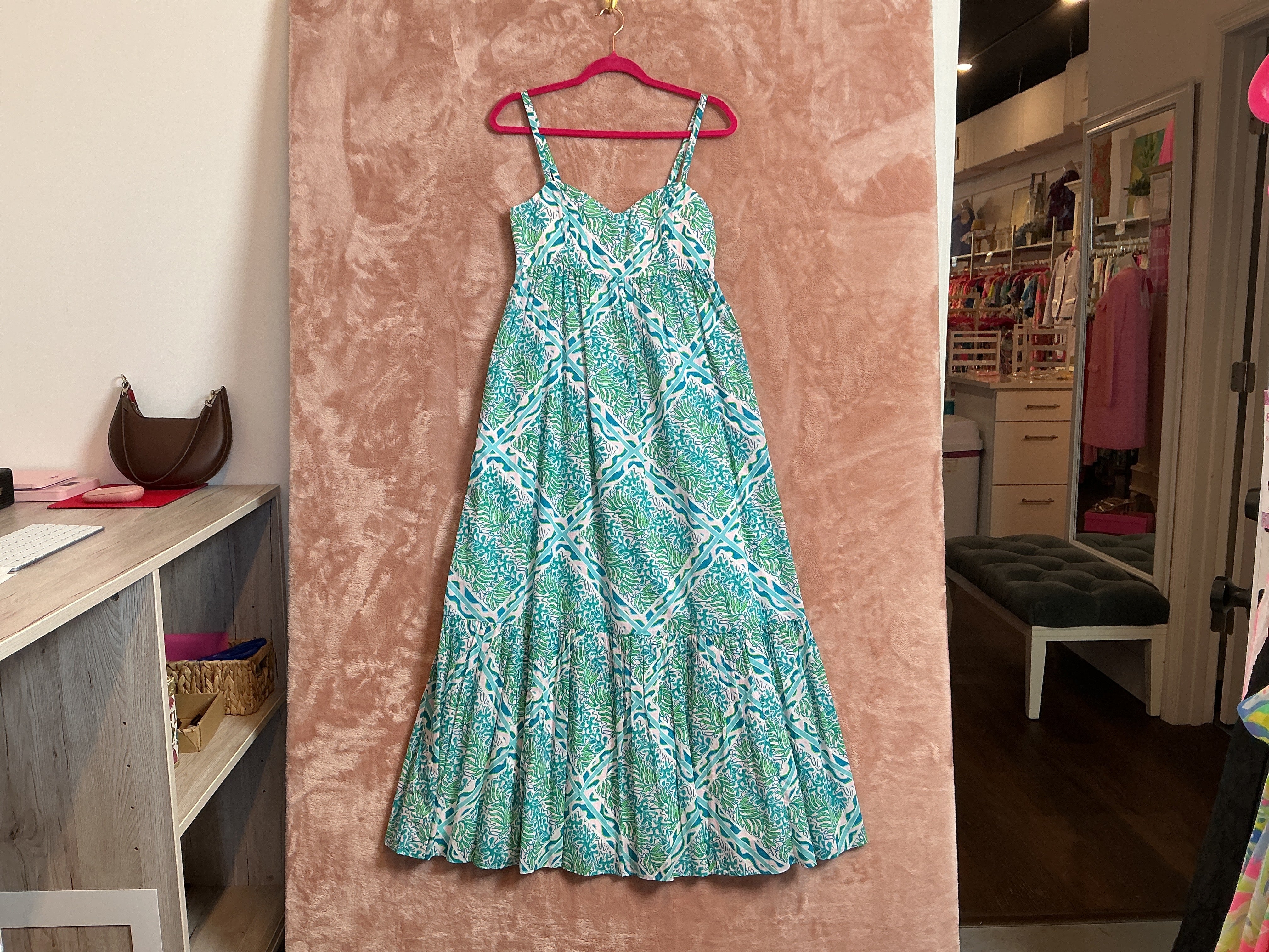 Lilly Pulitzer Hedi Cotton Maxi Dress Prism Blue Good Greef Engineered - Size 4