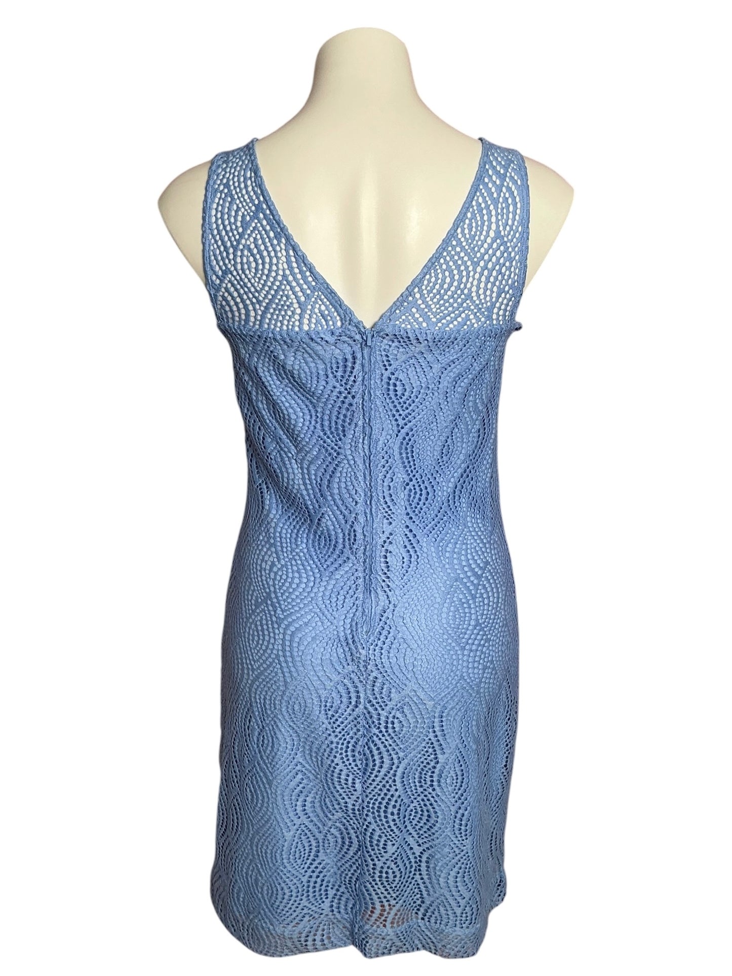 Lilly Pulitzer Janine Shift Dress Blue Peri Flowing Leaf Lace - Size M