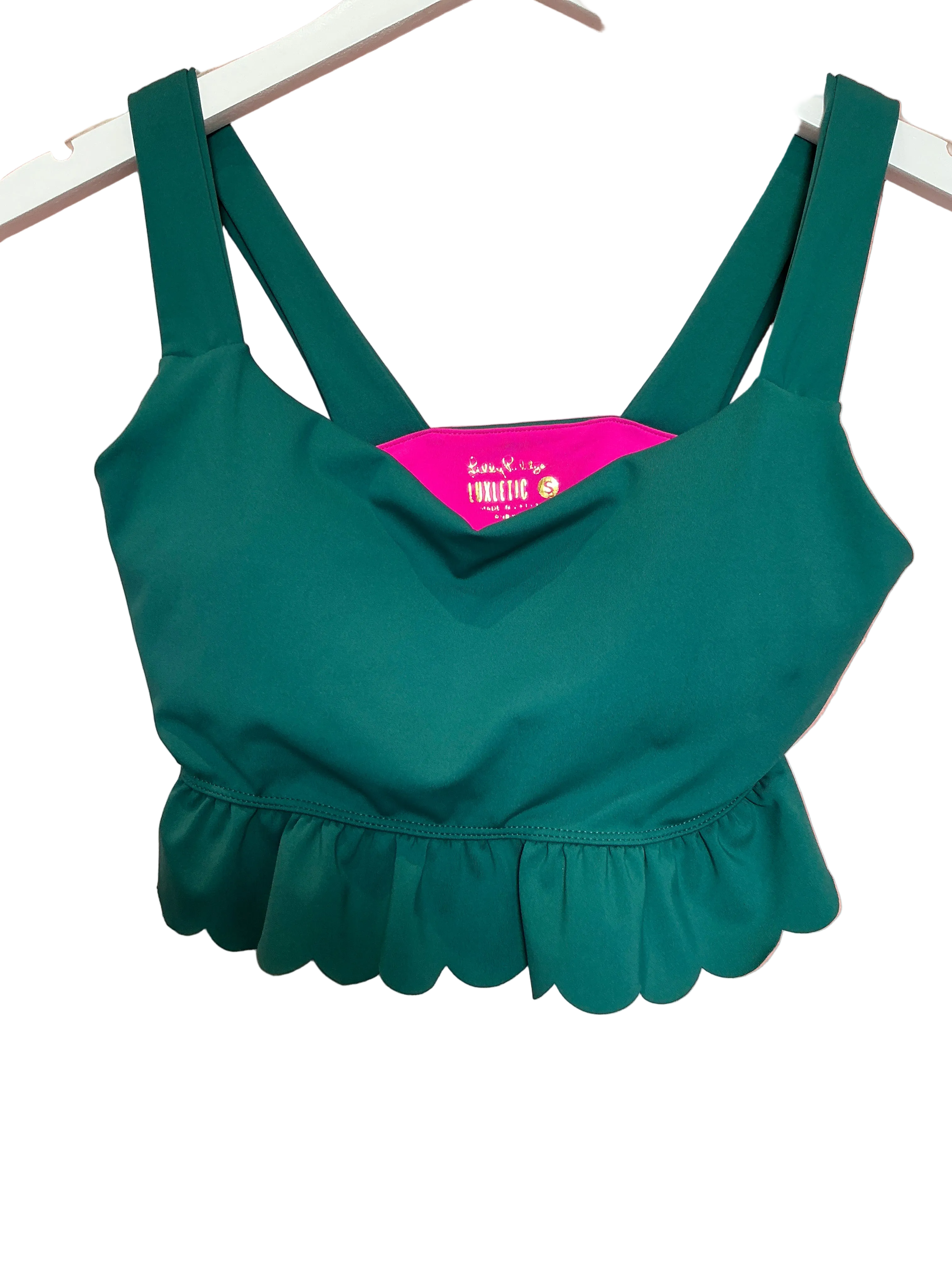 Lilly Pulitzer Luisa Scallop Sports Bra Hosta Green - Size Small