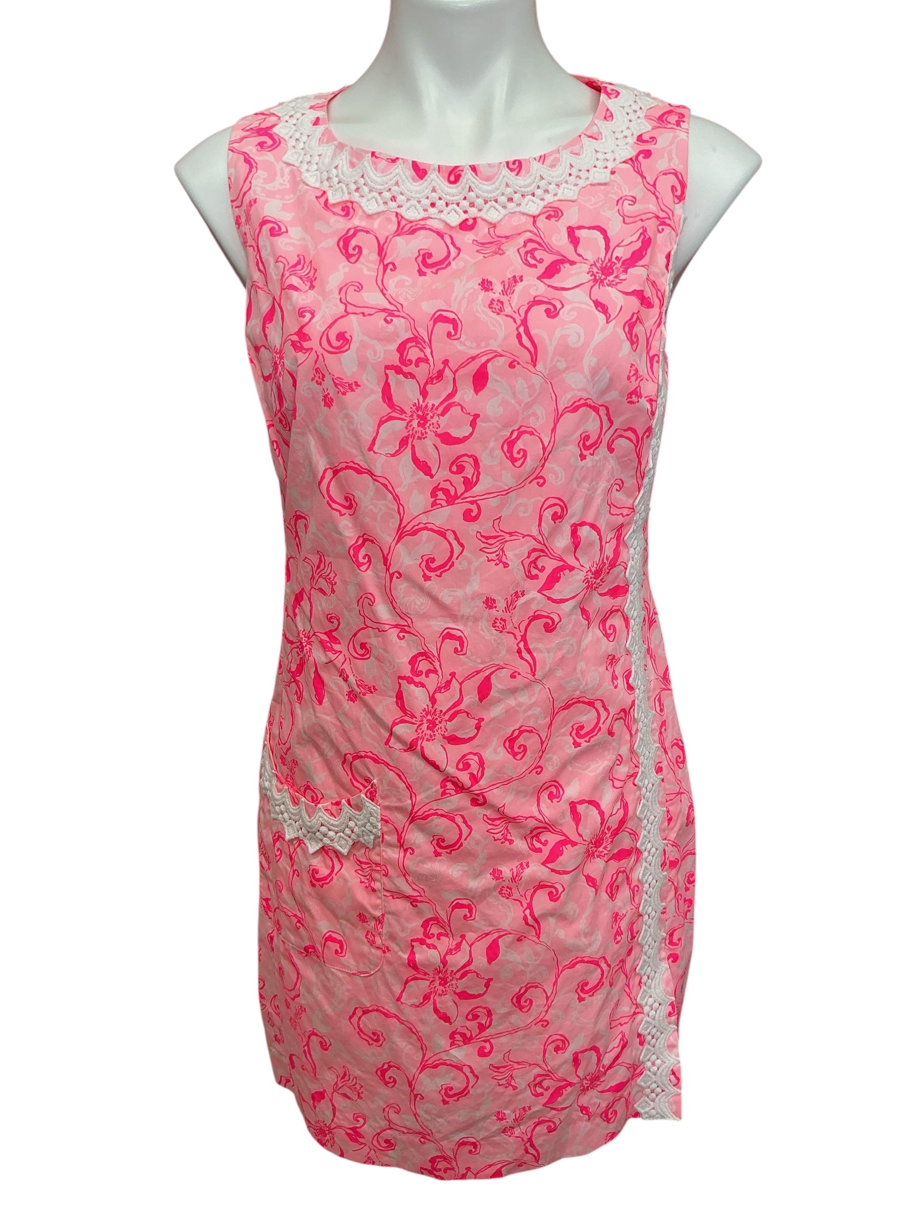 Lilly Pulitzer Ginge Shift Romper Conch Shell Pink Flamingle Garden - Size 8