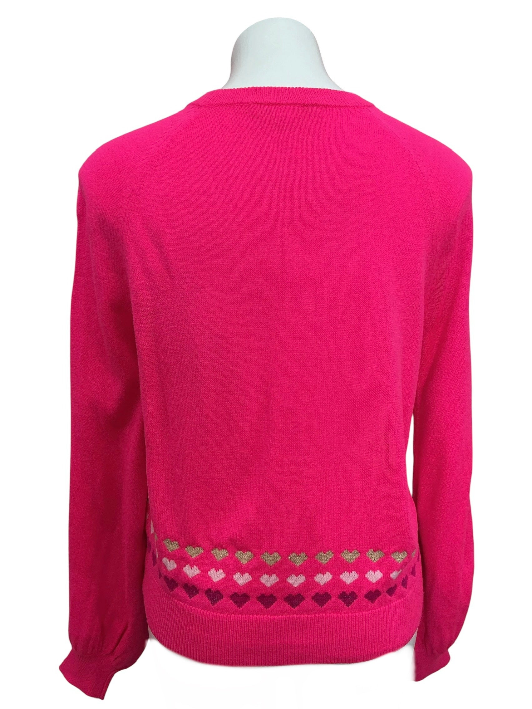 Lilly Pulitzer Alyona Sweater Pink Grenadine Heart Jacquard - Size S