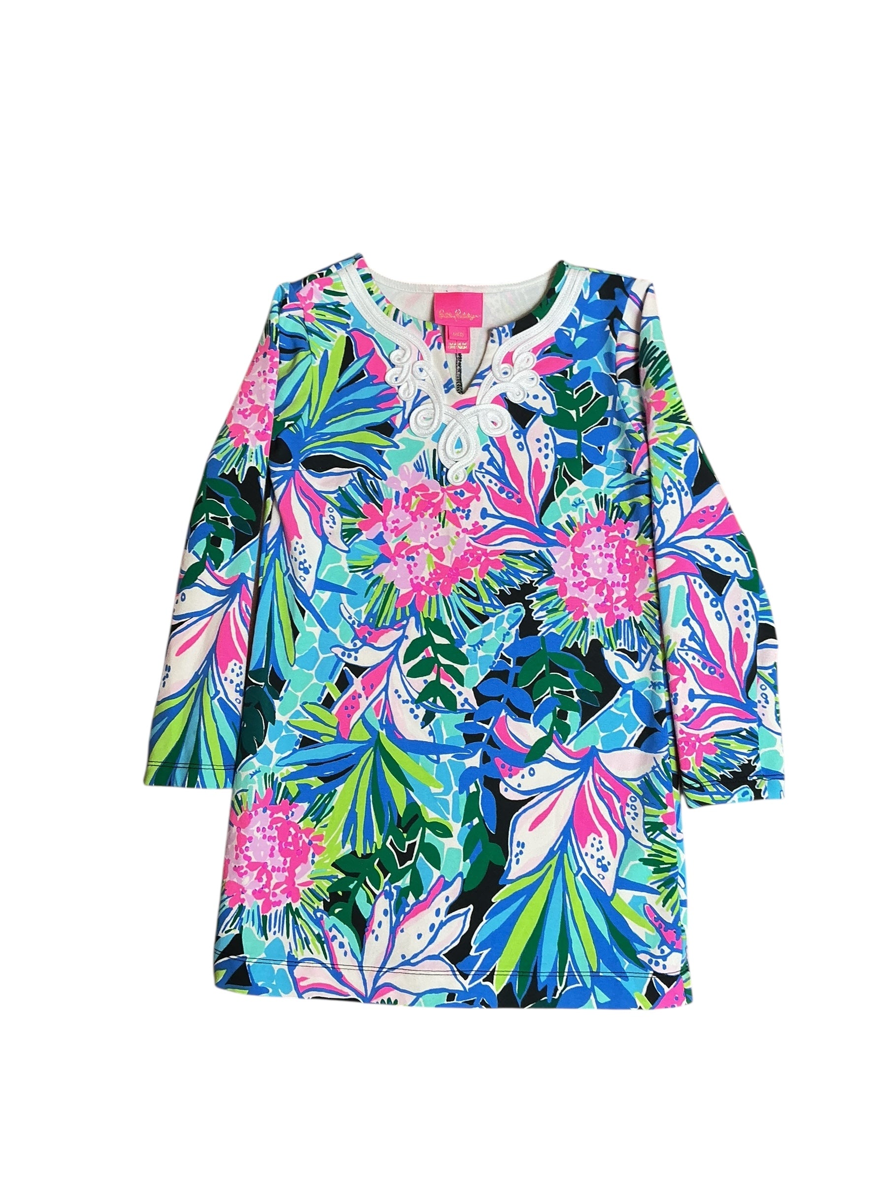 Lilly Pulitzer Girls Mini Long Sleeve Harper Shift Dress You and Me Giraffee - Size S 4-5