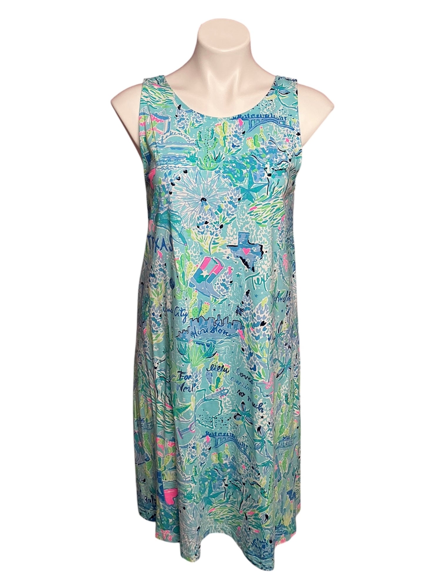Lilly Pulitzer Kristen Swing Dress Bayside Blue Lilly Loves Texas - Size M
