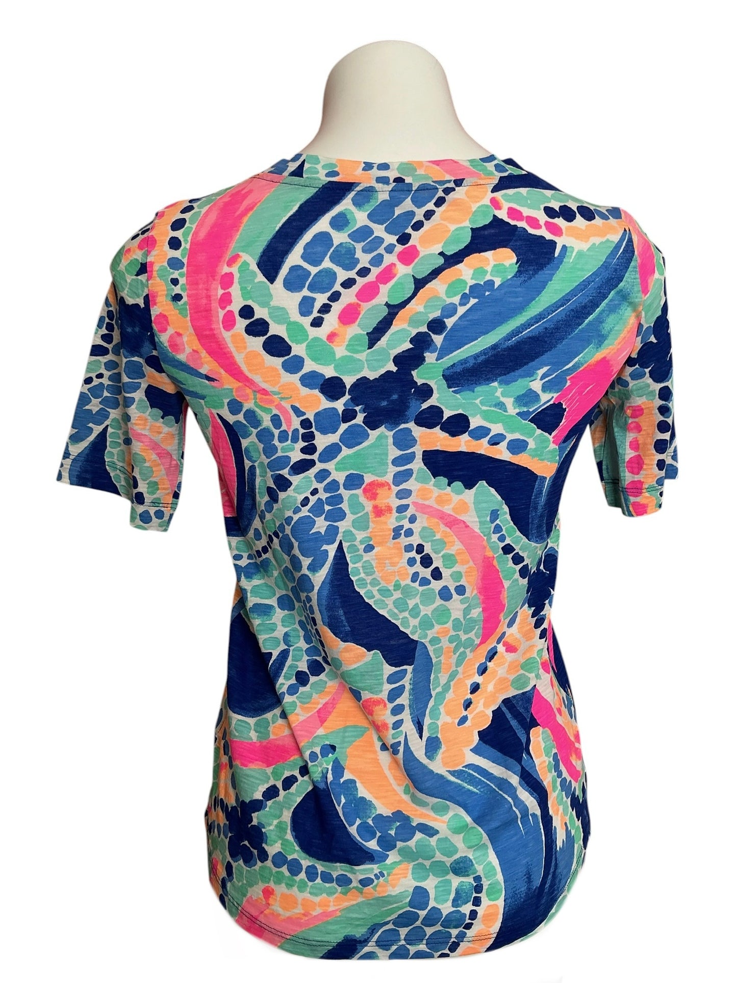 Lilly Pulitzer Etta V Neck Top Bali Blue Spotted On Worth - Size XS