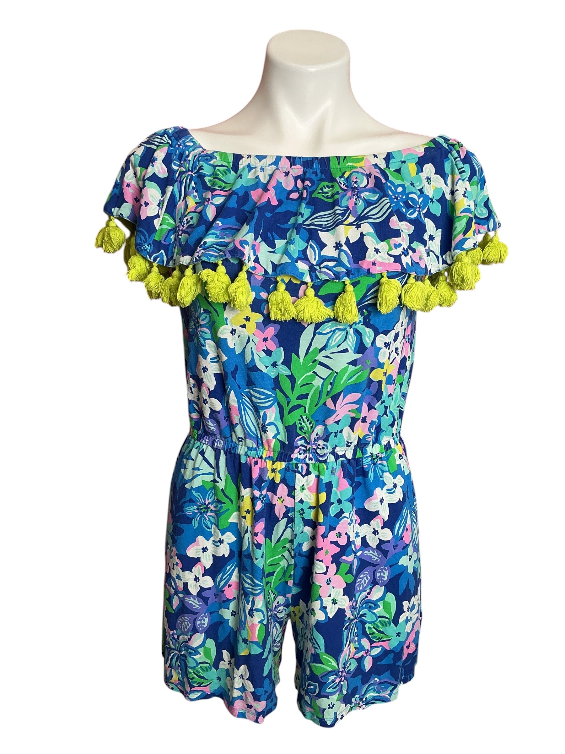 Lilly Pulitzer La Fortuna Romper Borealis Blue Social Sunset - Size S