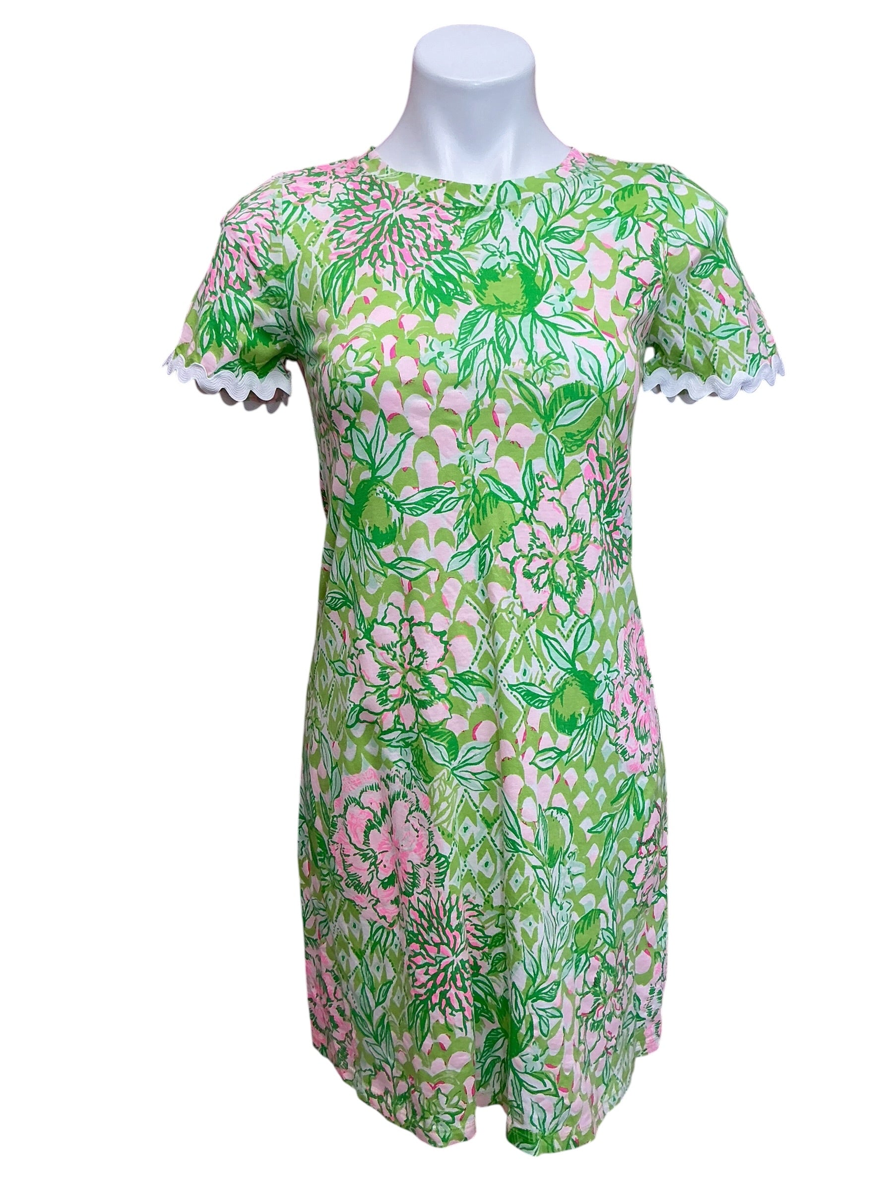Lilly Pulitzer Cody Short Sleeve Dress Fauna Green Line Feeling Good - Size XXS