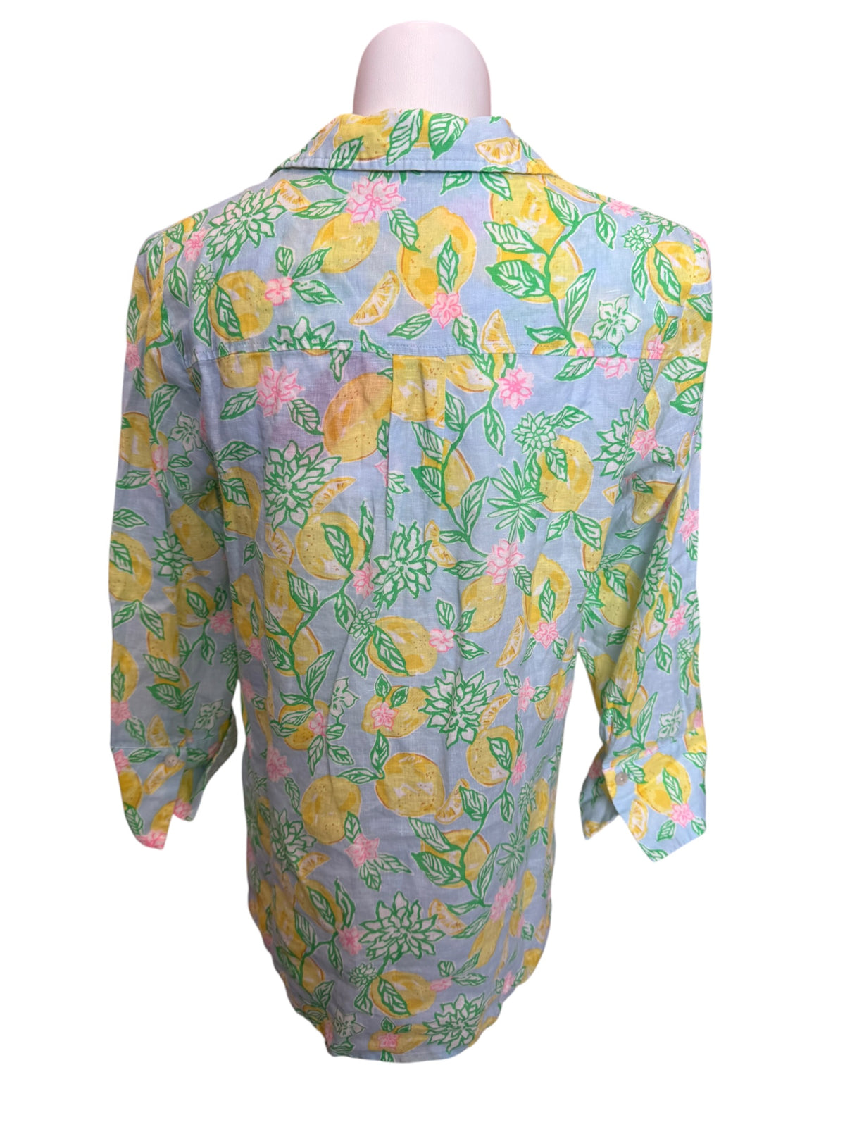 Lilly Pulitzer NWT Riverlyn Pieced Linen Top Bluette Make Lemonade - Size L
