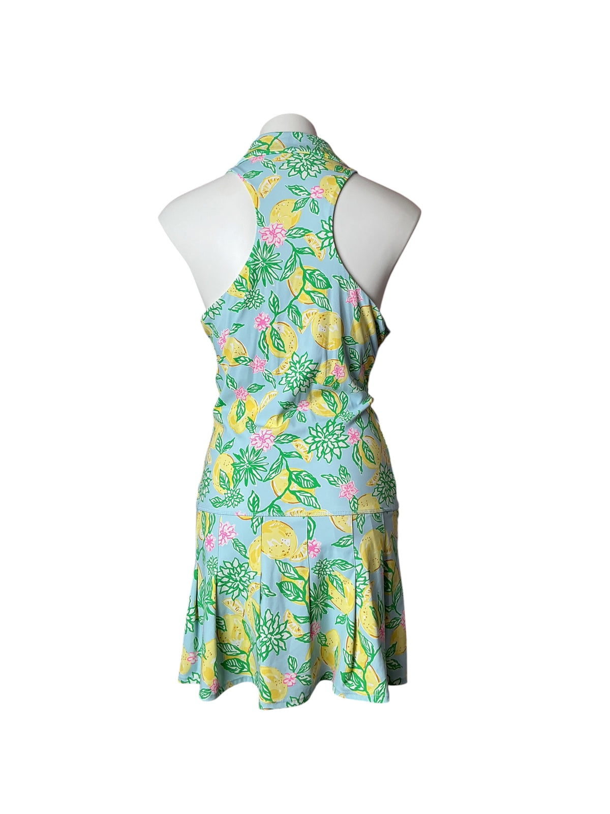 Lilly Pulitzer UPF 50+ Luxletic Dania Pleated Dress Bluette Make Lemonade - Size L