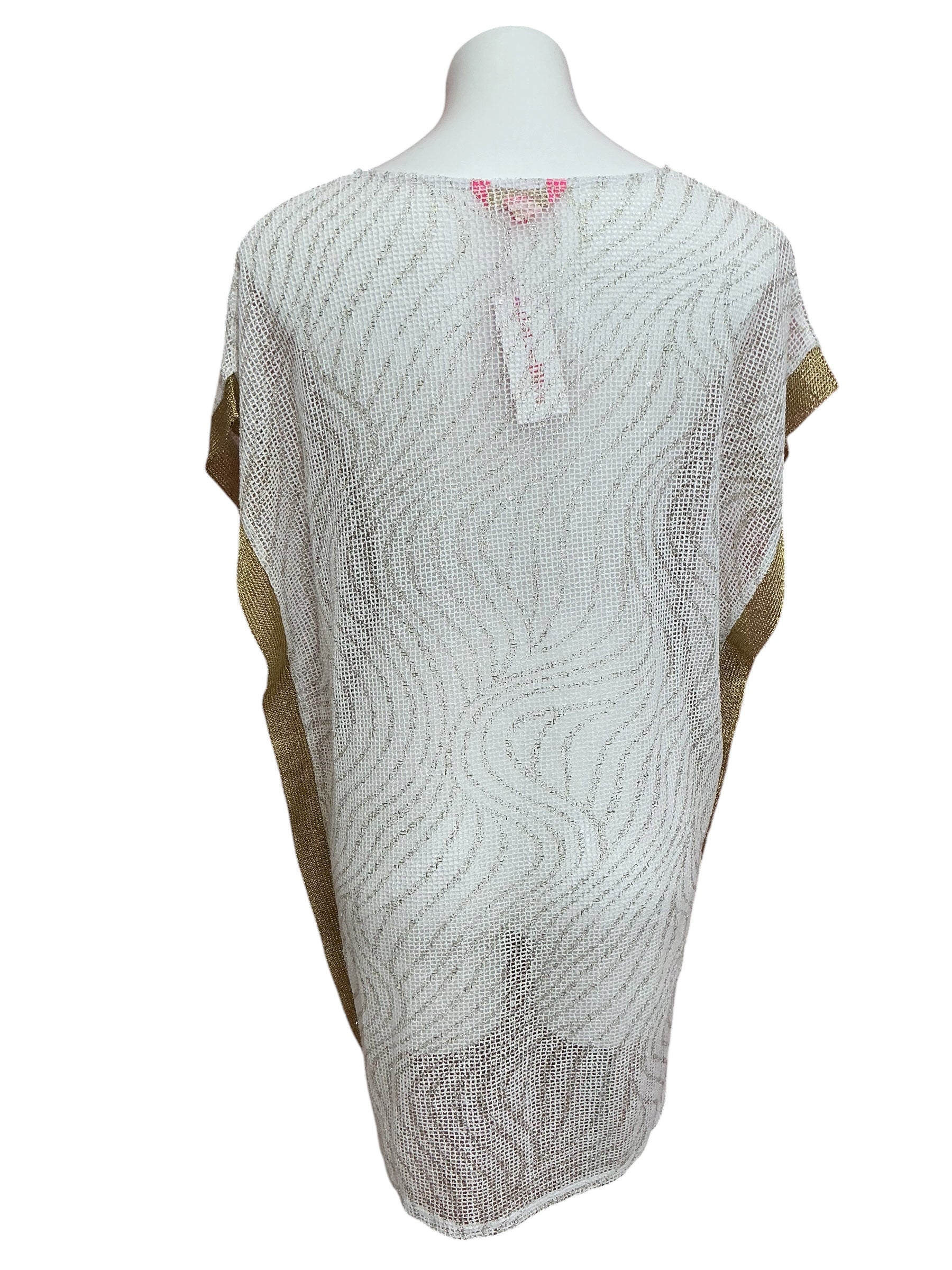 Lilly Pulitzer Ellio Mesh Cover Up Resort White Metallic Wave Foil - Size XS