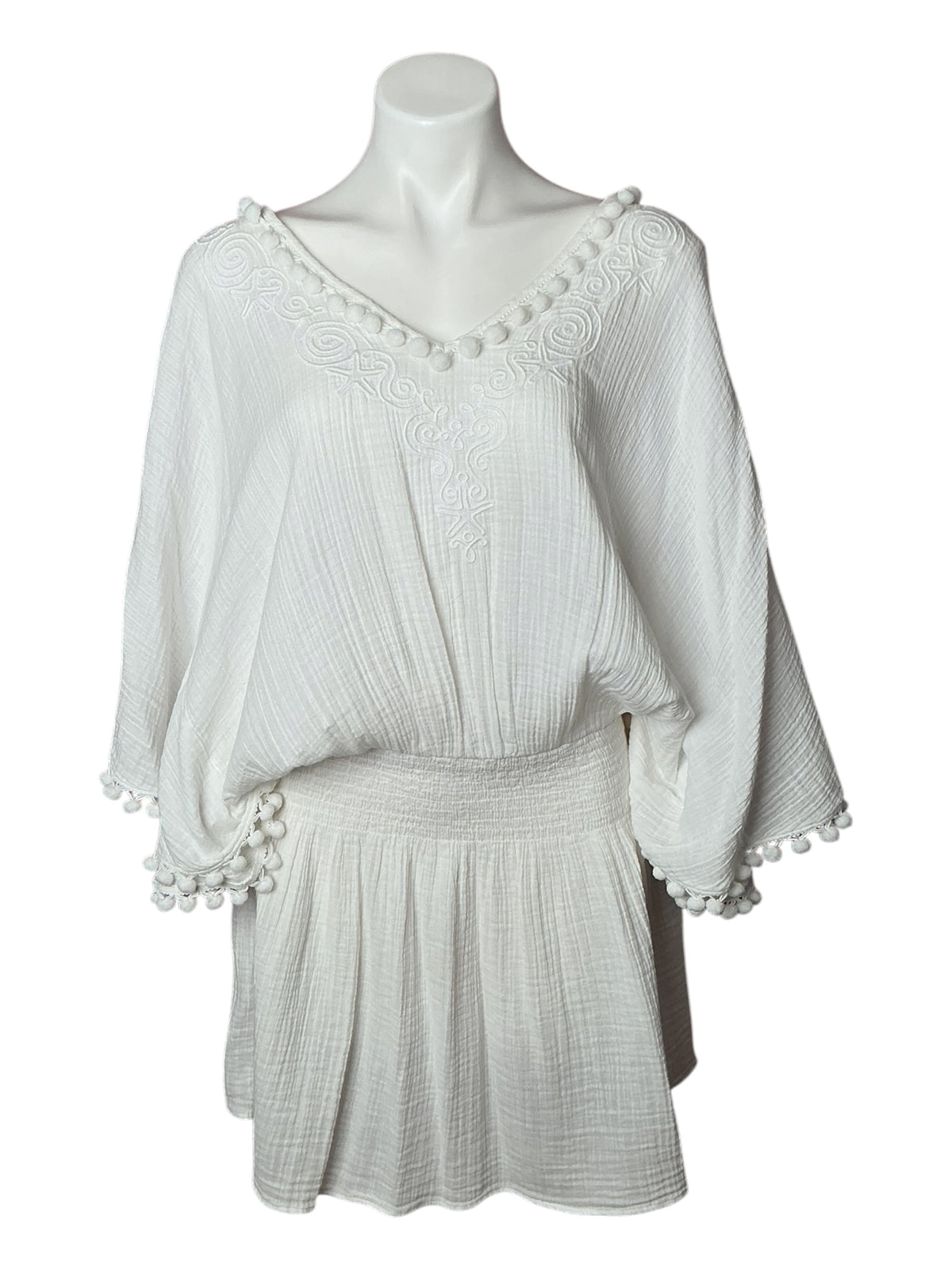 Lilly Pulitzer Amaury Embroidered Cotton Gauze Cover-Up Minidress Blouson Dress - Size L