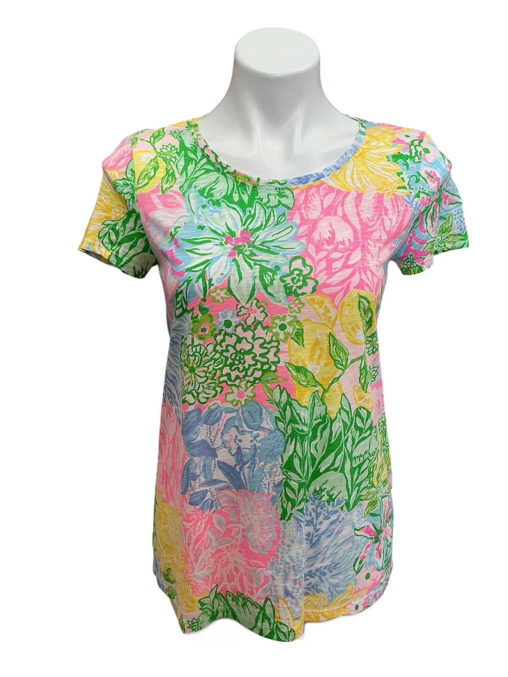 Lilly Pulitzer NWT Etta Scoop-neck Top Multi Bright Delight Patch - Size XS