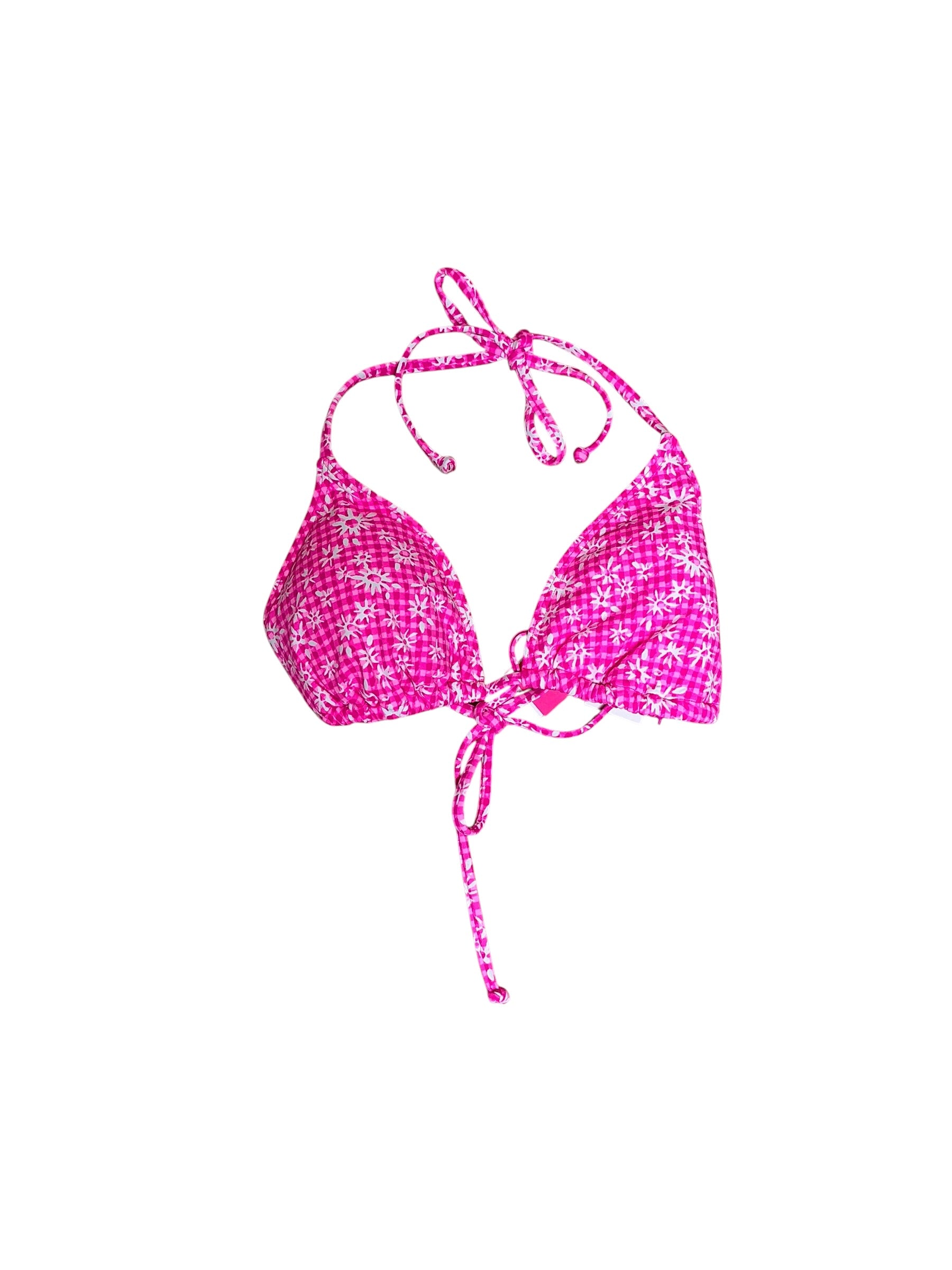 Lilly Pulitzer NWT Jamya Bikini Top Aura Pink Check You Out - Size 12