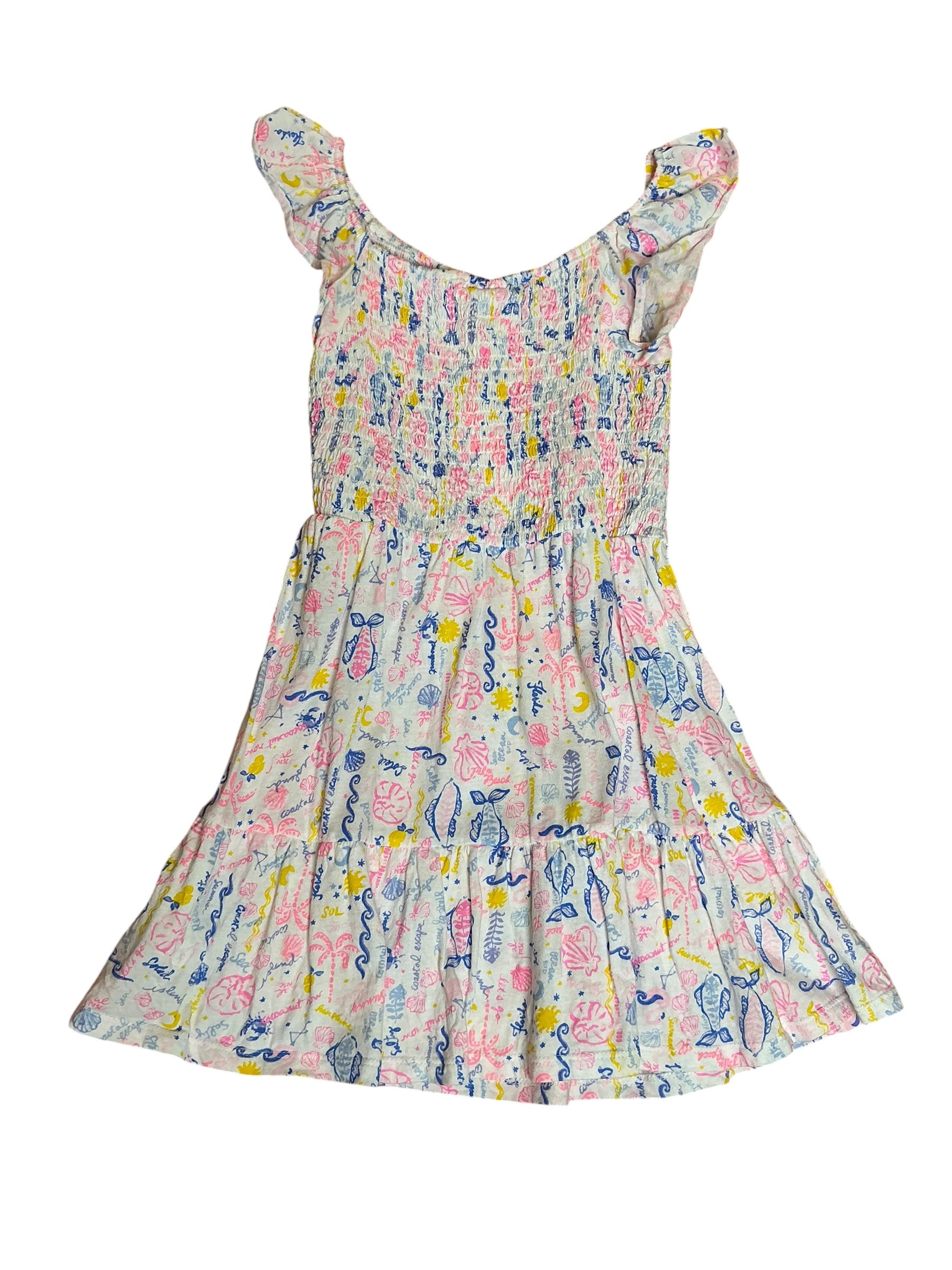Lilly Pulitzer Girls Mini Jilly Midi Dress Resort White Shell Collector - Size M 6-7