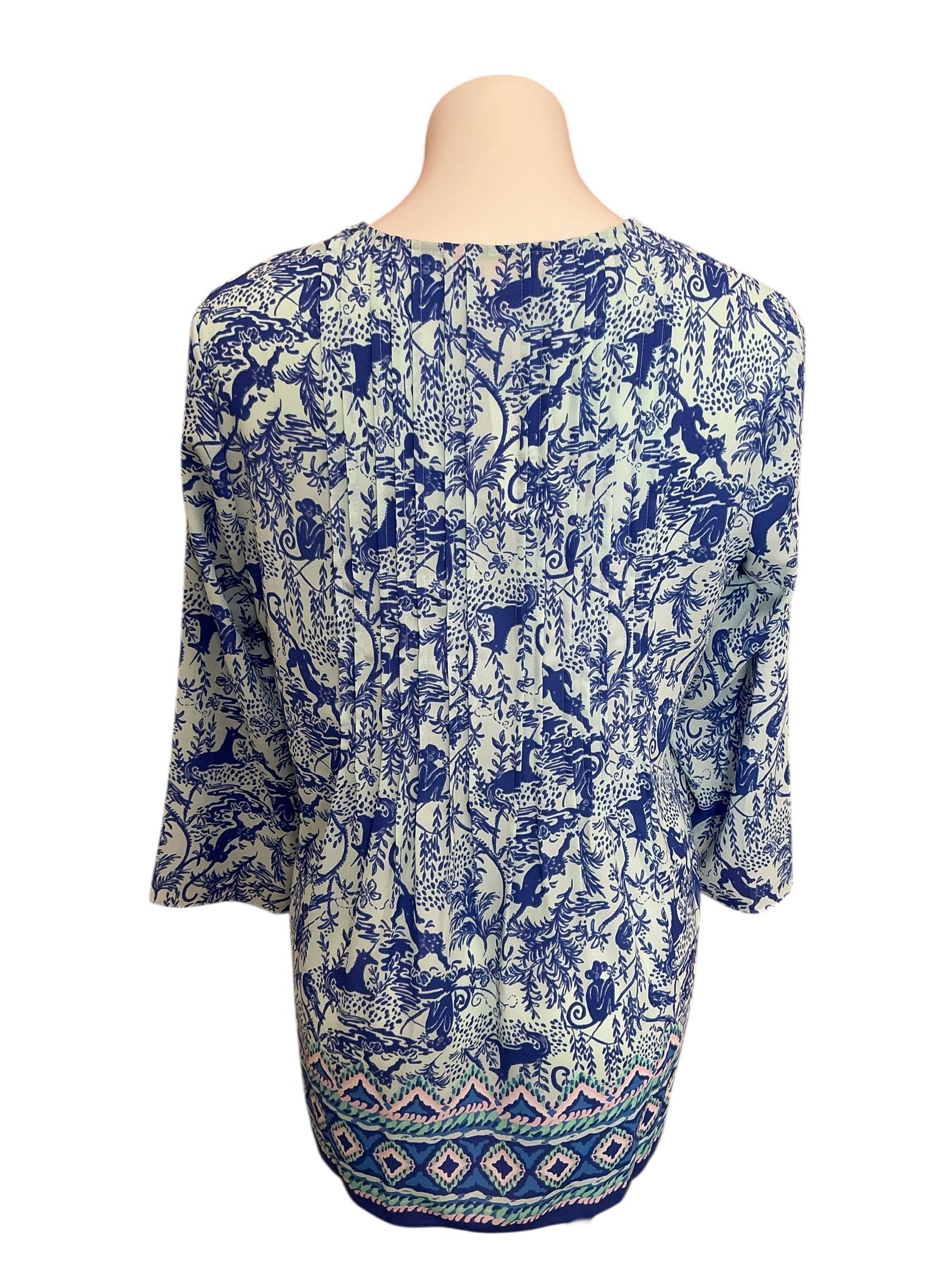 Lilly Pulitzer Marilina Tunic Shoreline Blue Safari As I Can See - Size M