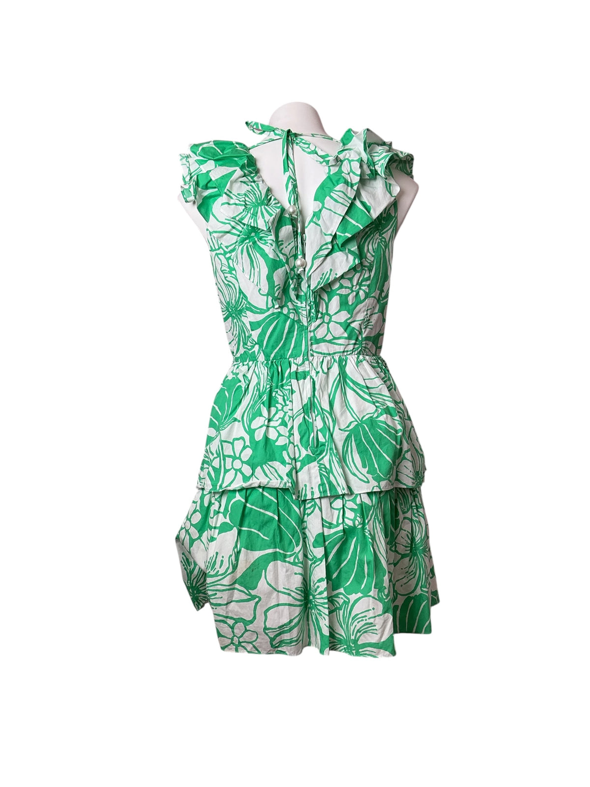 Lilly Pulitzer Ritamarie V-neck Cotton Ruffle Dress Spearmint Oversized Kiss My Tulips - Size 4