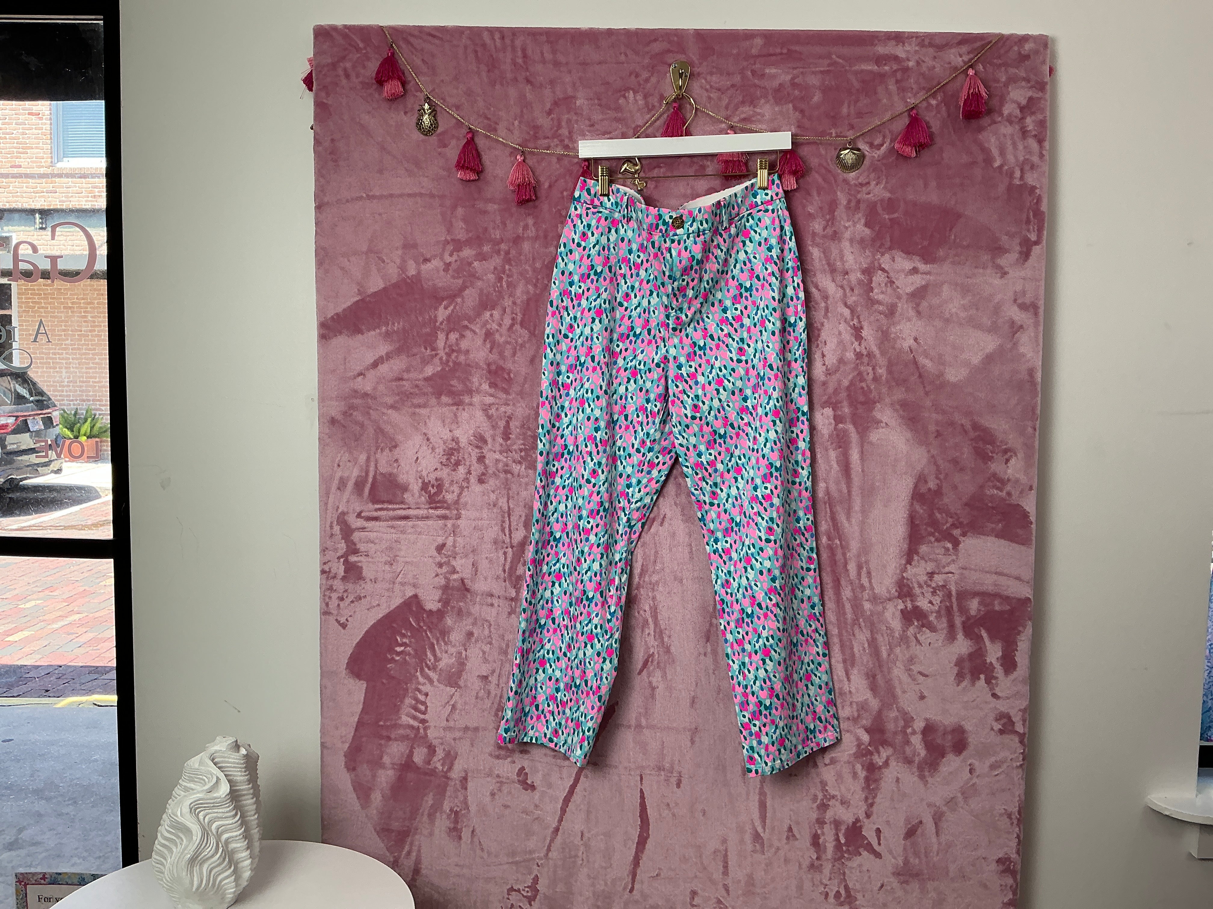 Lilly Pulitzer NWT Divia Stretch Pant Multi Hottie Dottie - Size 14