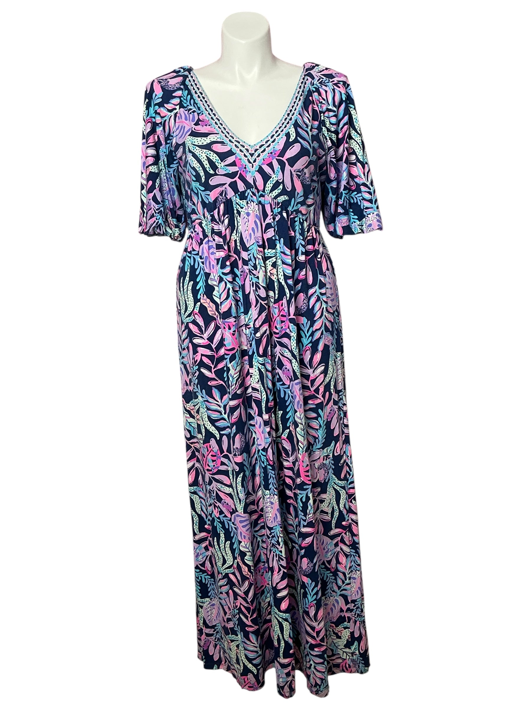 Lilly Pulitzer Manuela Maxi Dress - Oyster Bay Navy You’ve Been Spotted Engineered Knit Dress - Size XL