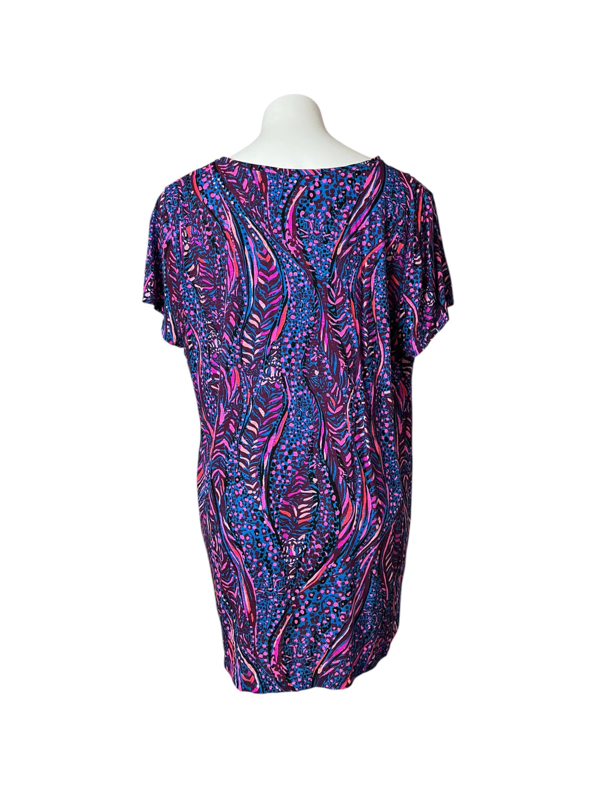 Lilly Pulitzer V-Neck Top Blue Flare Always Pawsitive - Size XXL