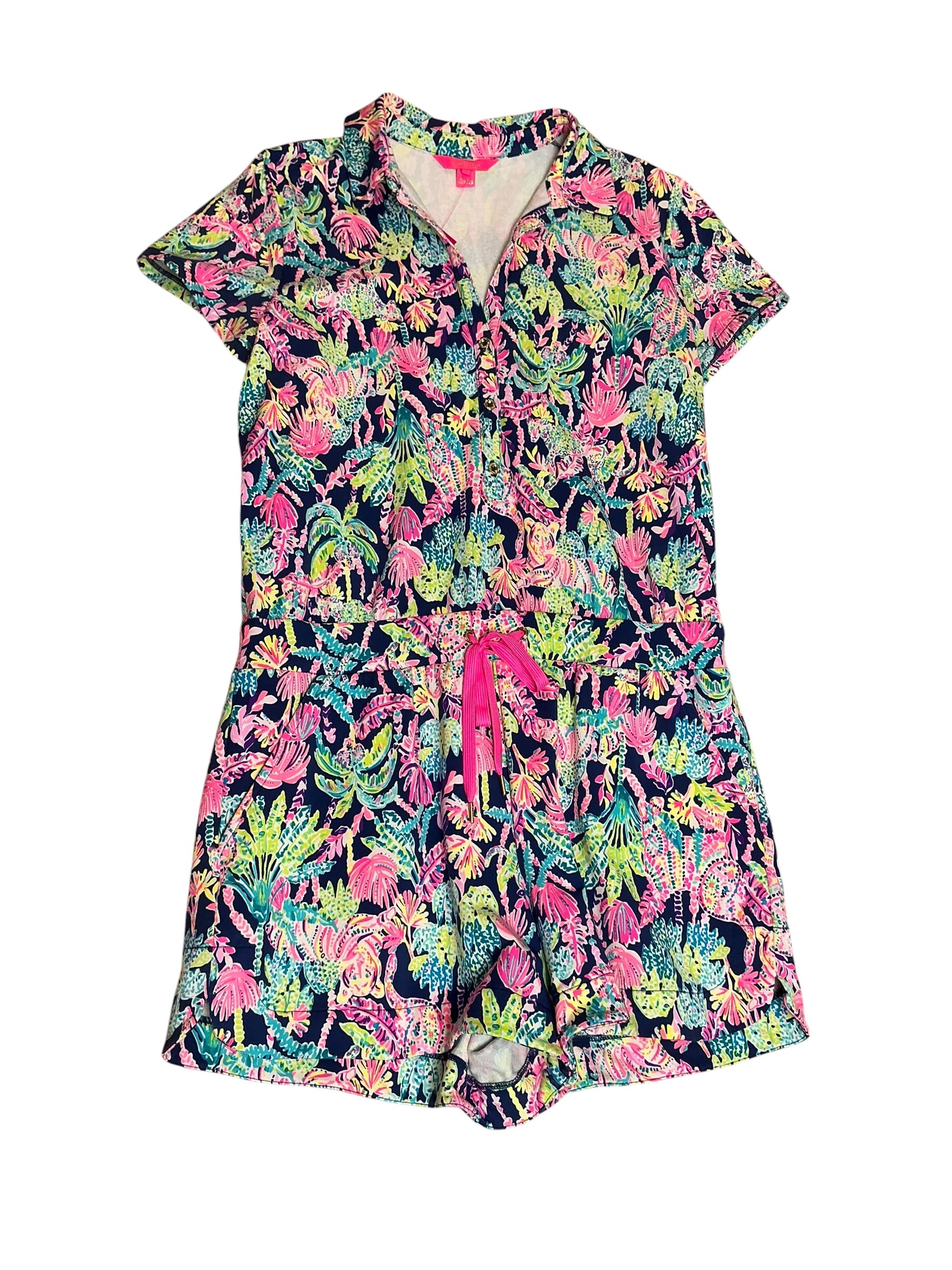 Lilly Pulitzer Jorgie Romper Oyster Bay Navy Seen and Heard - Size XL