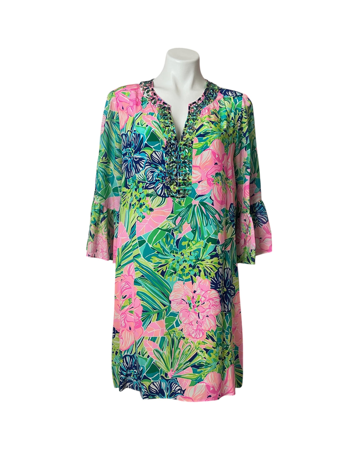 Lilly Pulitzer NWT Elenora Silk Dress Multi Island Escape - Size M