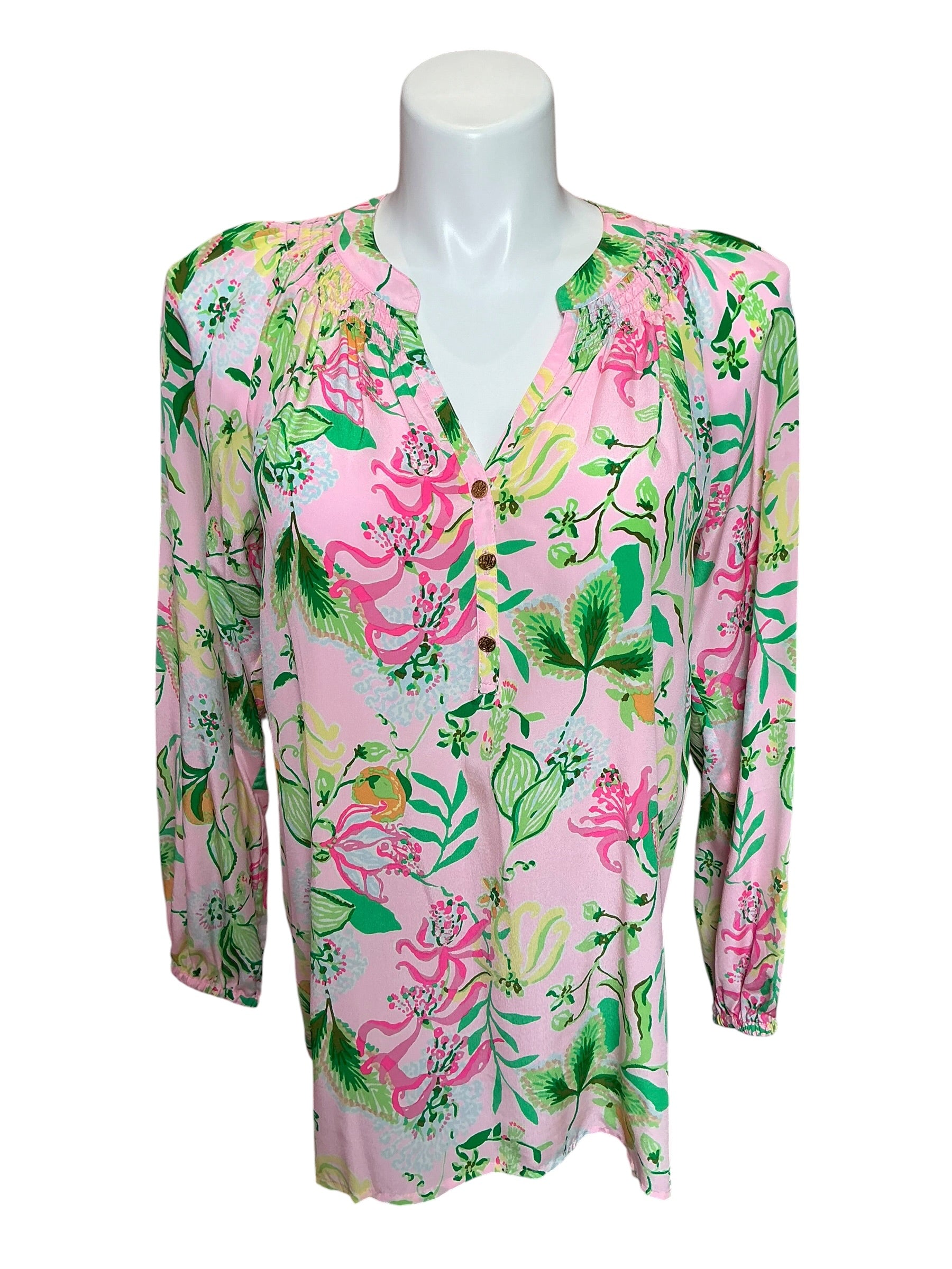 Lilly Pulitzer Elsa Silk Top Via Amore Spritzer - Size XL