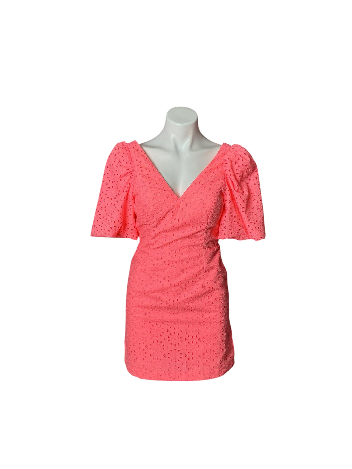 Lilly Pulitzer Celestina V-Neck Romper Sunrise Coral Neon Sunburst Eyelet - Size 00