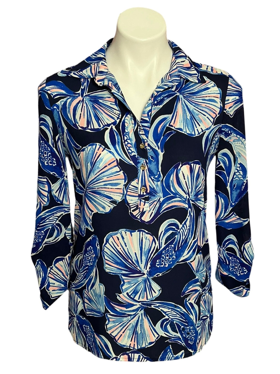 Lilly Pulitzer Everglades Top Bright Navy In Reel Life - Size XS