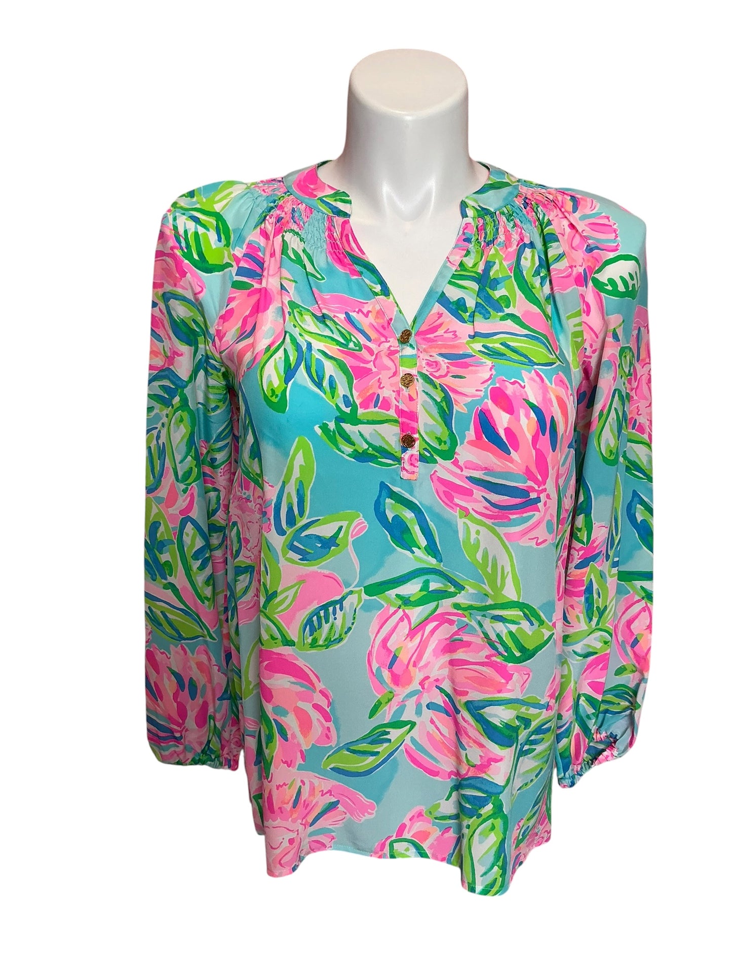 Lilly Pulitzer Elsa Silk Top What a Lovely Place - Size S