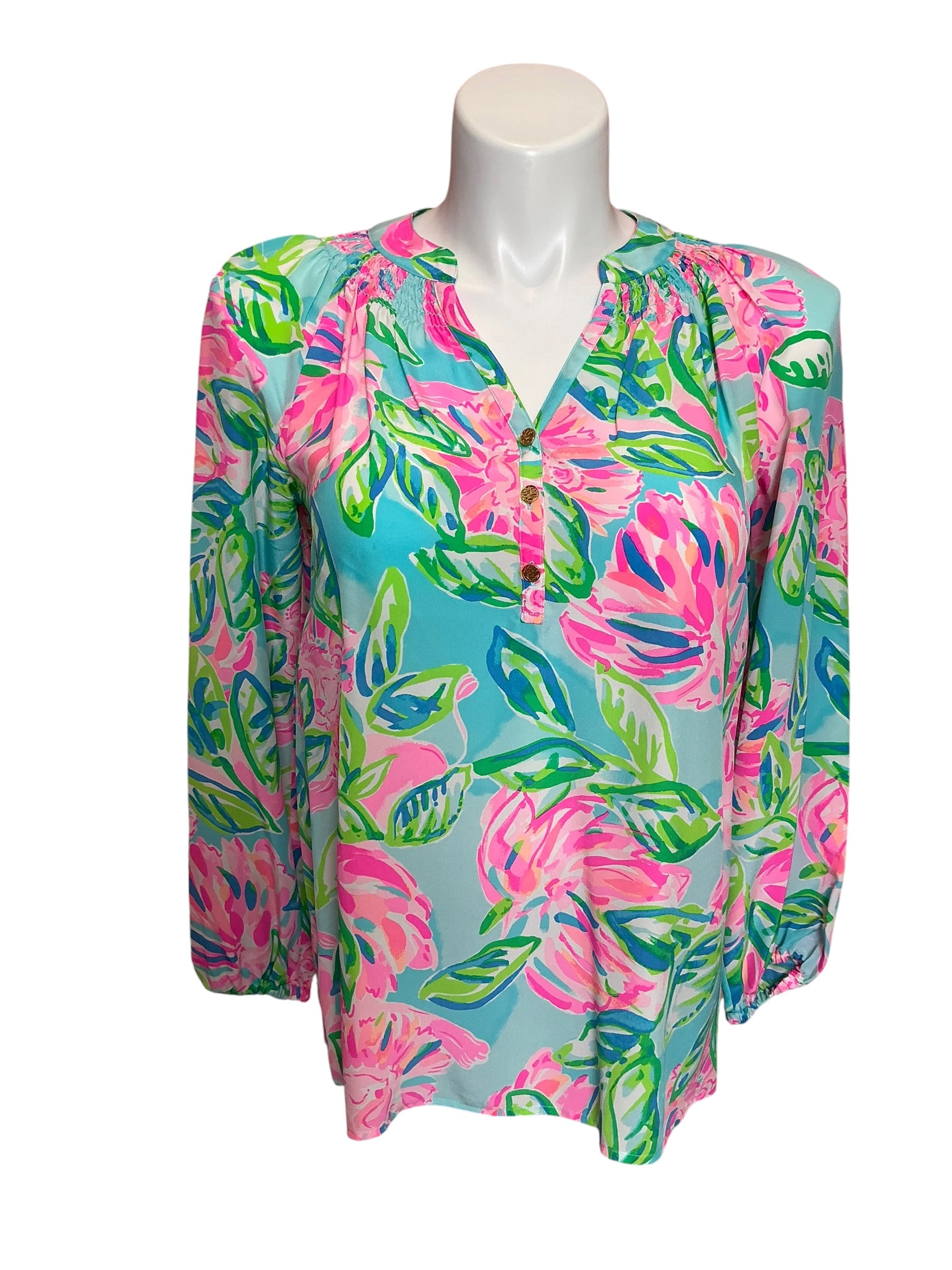 Lilly Pulitzer Elsa Silk Top What a Lovely Place - Size S