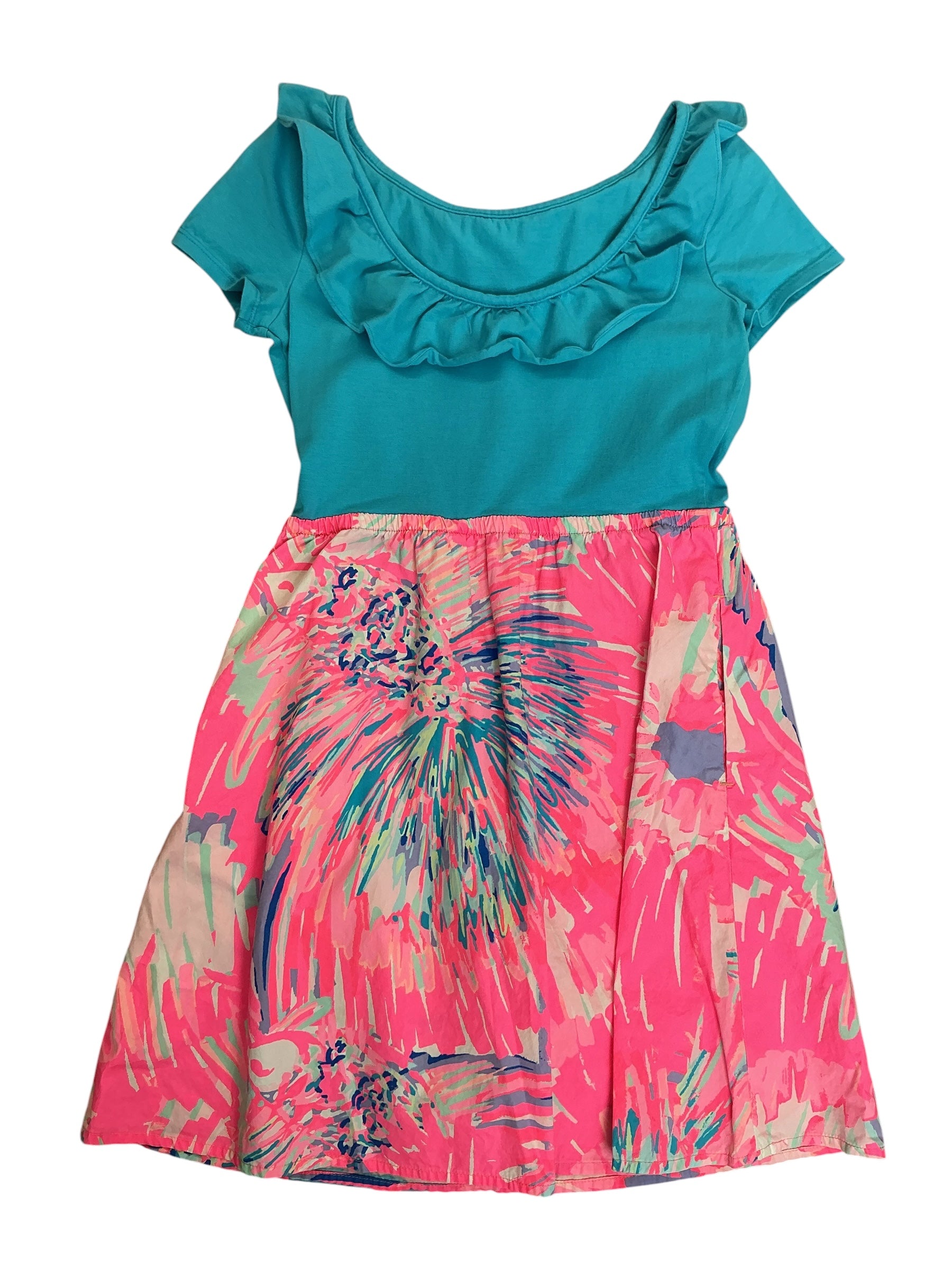 Lilly Pulitzer Kids Girls Short Sleeve Knit Dress Pink Sunset - Size L 8-10