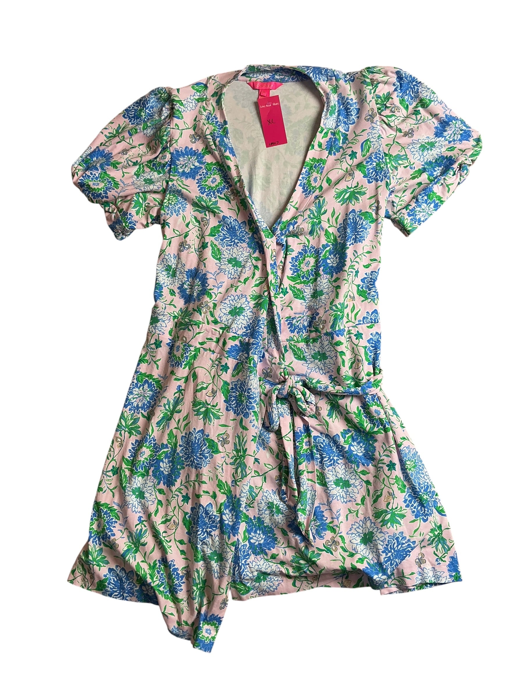 Lilly Pulitzer Sailynn Short Sleeve Romper - Conch Shell Pink Rumor Has It - Size XL