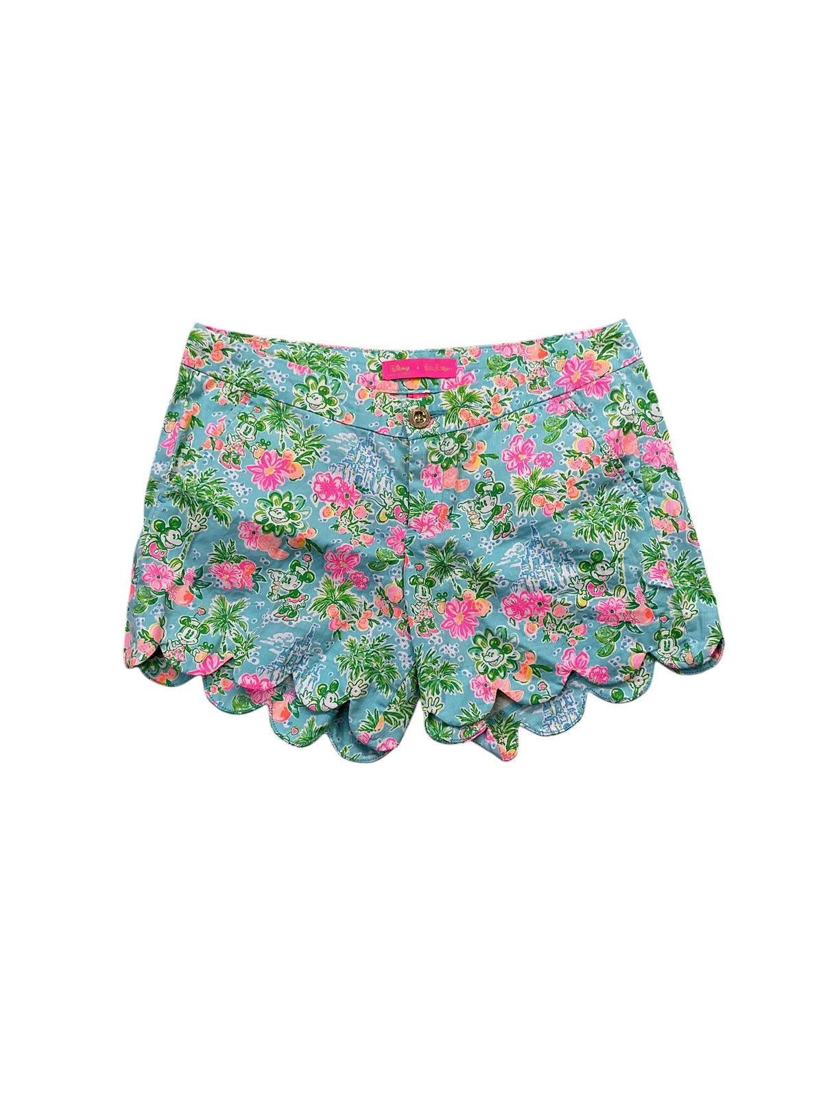 Lilly Pulitzer X Disney Buttercup Scalloped Shorts Blue Ibiza Lilly Loves Disney - Size 6