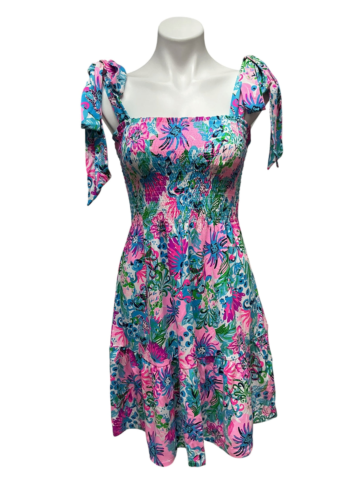 Lilly Pulitzer NWT Kailua Smocked Dress Mandevilla Baby Paradise Petals - Size M