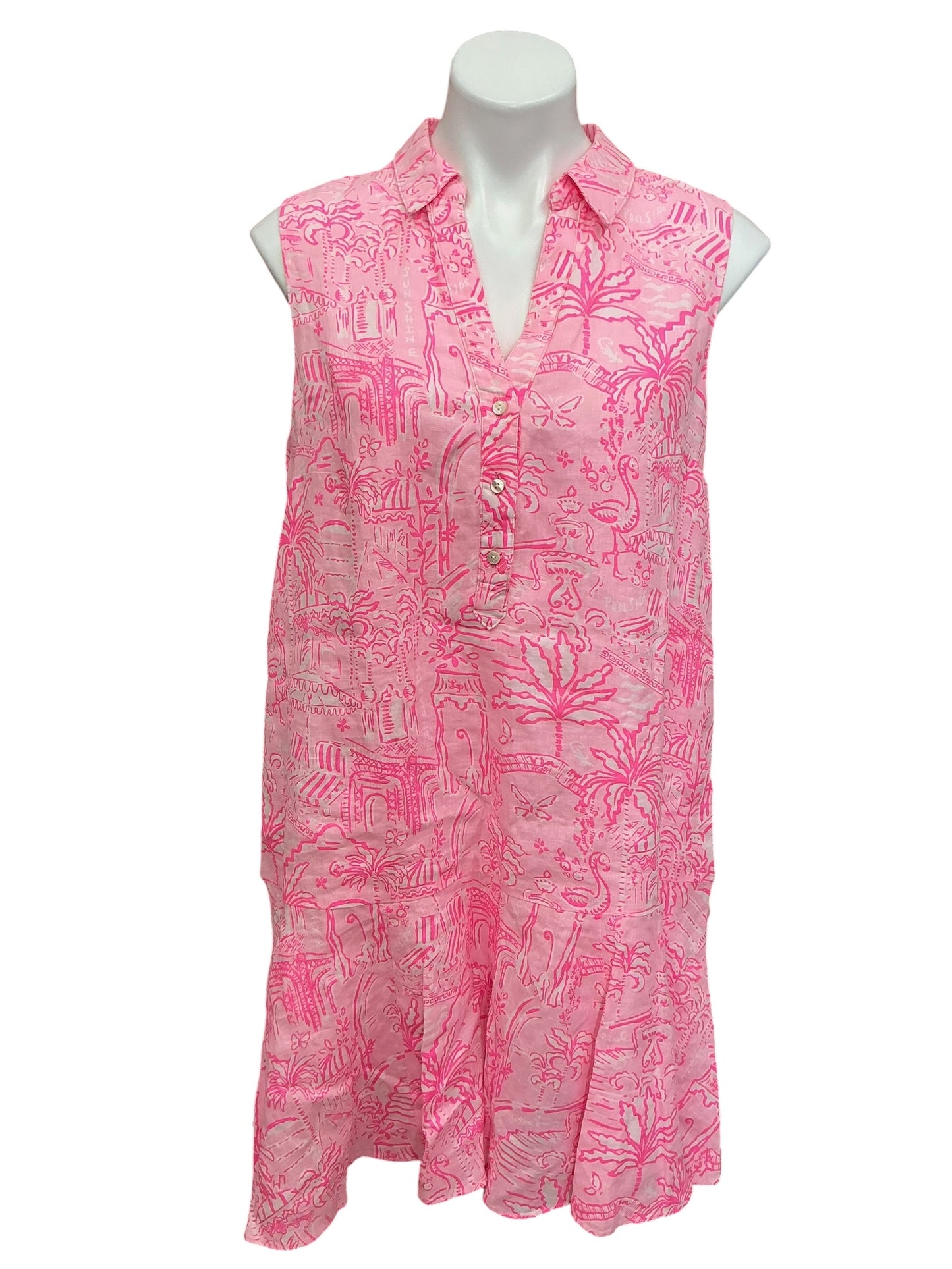 Lilly Pulitzer Ellowyn Linen Dress Penny's Playground Conch Shell Pink - Size M