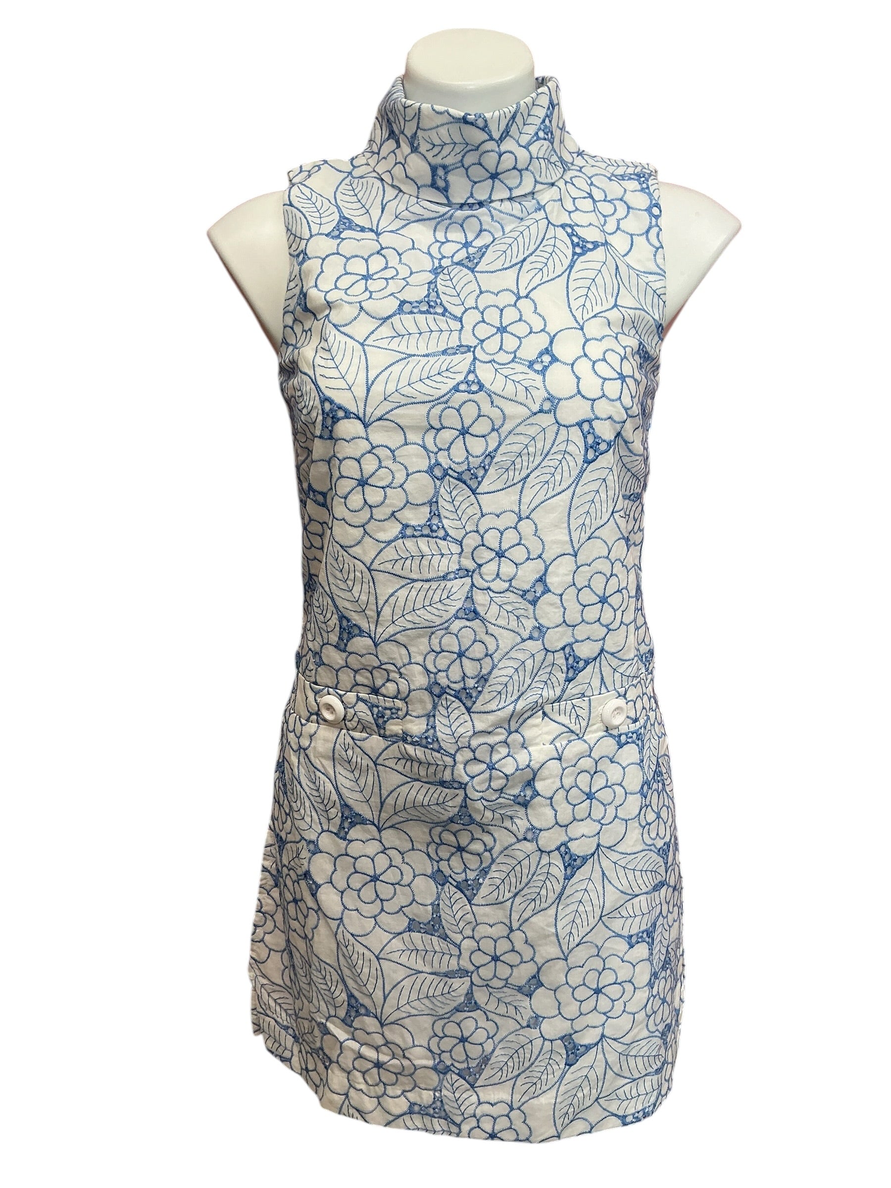 Lilly Pulitzer NWT Zander Sleeveless Romper Sunwashed Blue Sunshowers Embroidery - Size 0