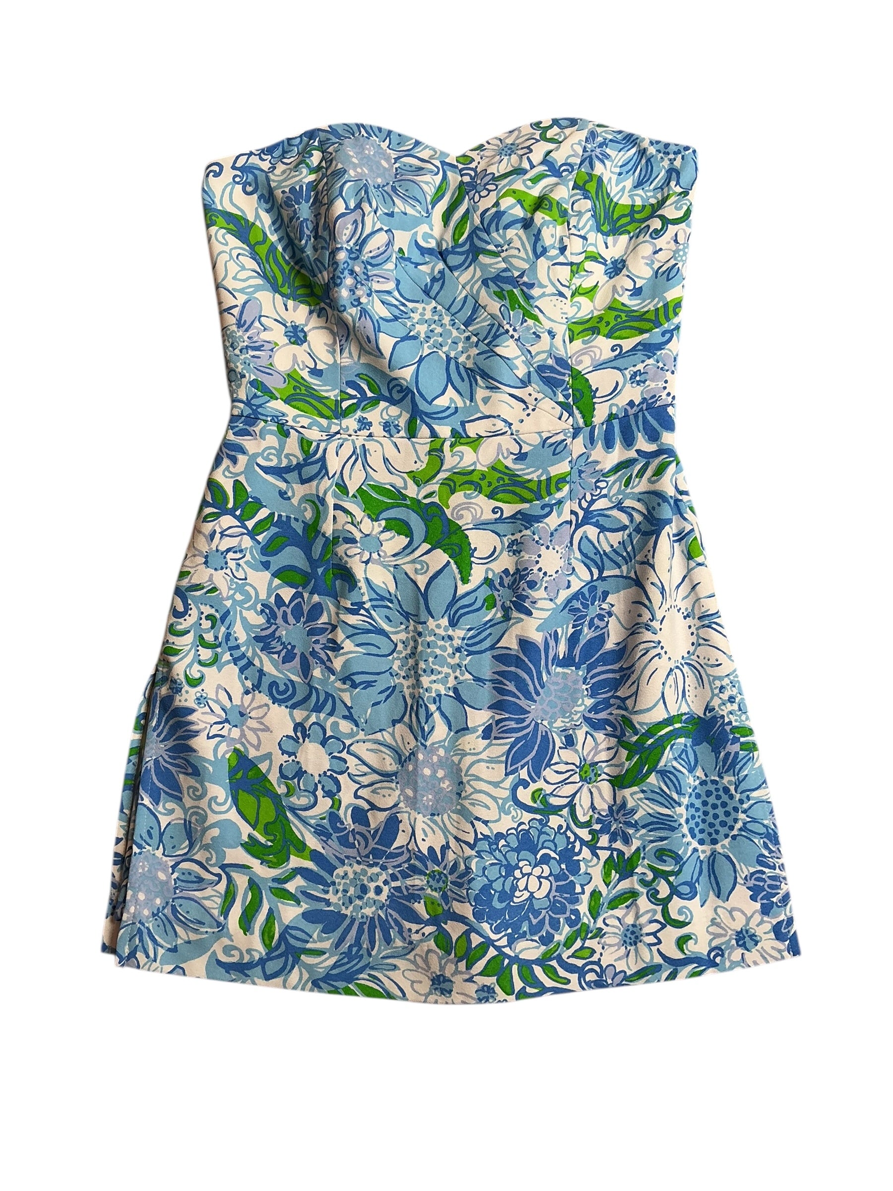 Lilly Pulitzer NWT Kylo Strapless Skirted - Frenchie Blue Suns Out - Size 4