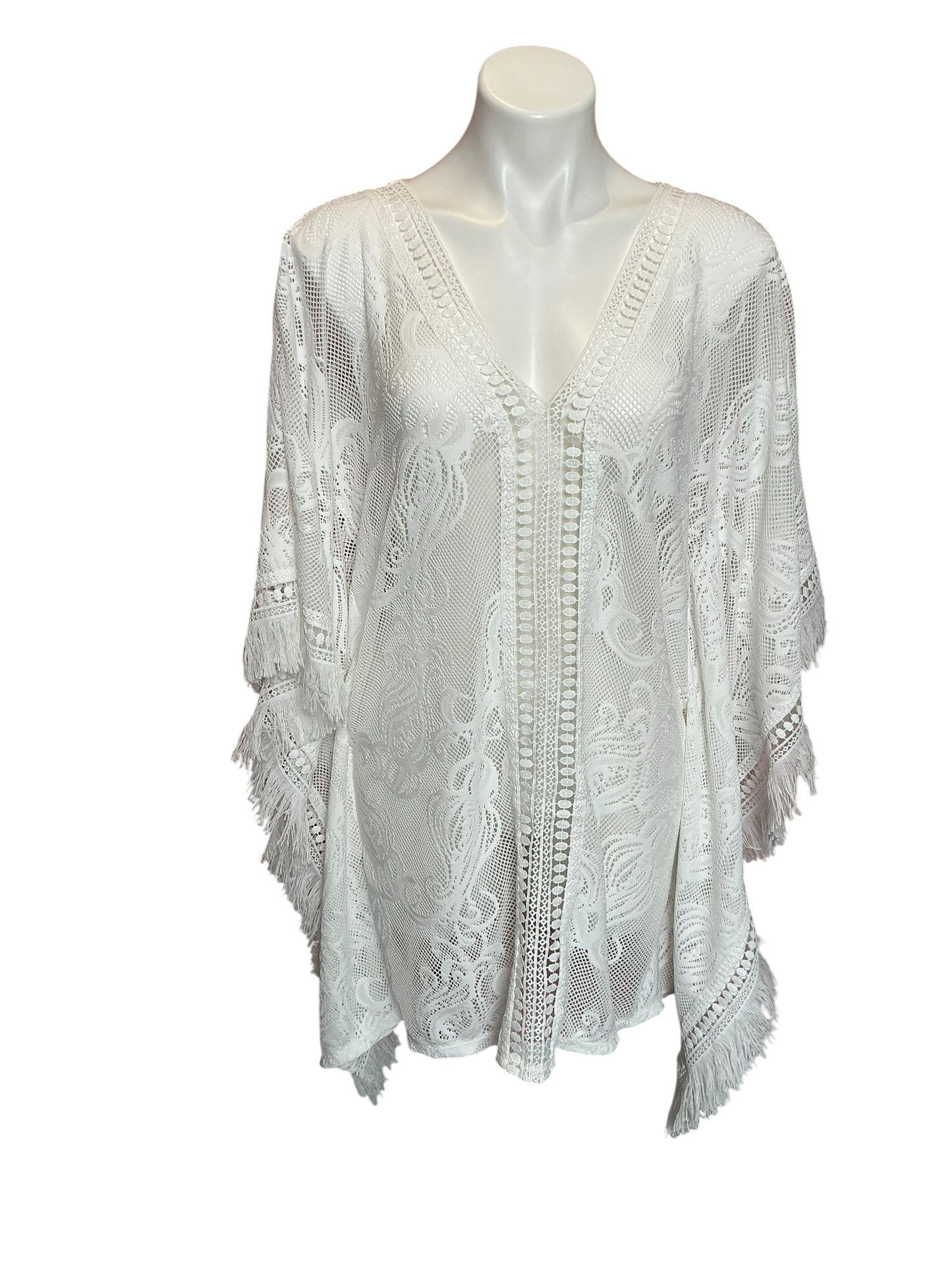 Lilly Pulitzer Skyla Lace Caftan Coverup White Jellyfish Critter Lace - Size M